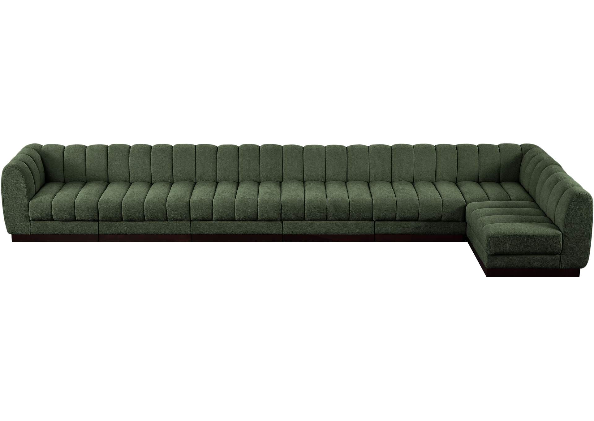 Quinn Green Chenille Fabric Modular Sectional,Meridian Furniture