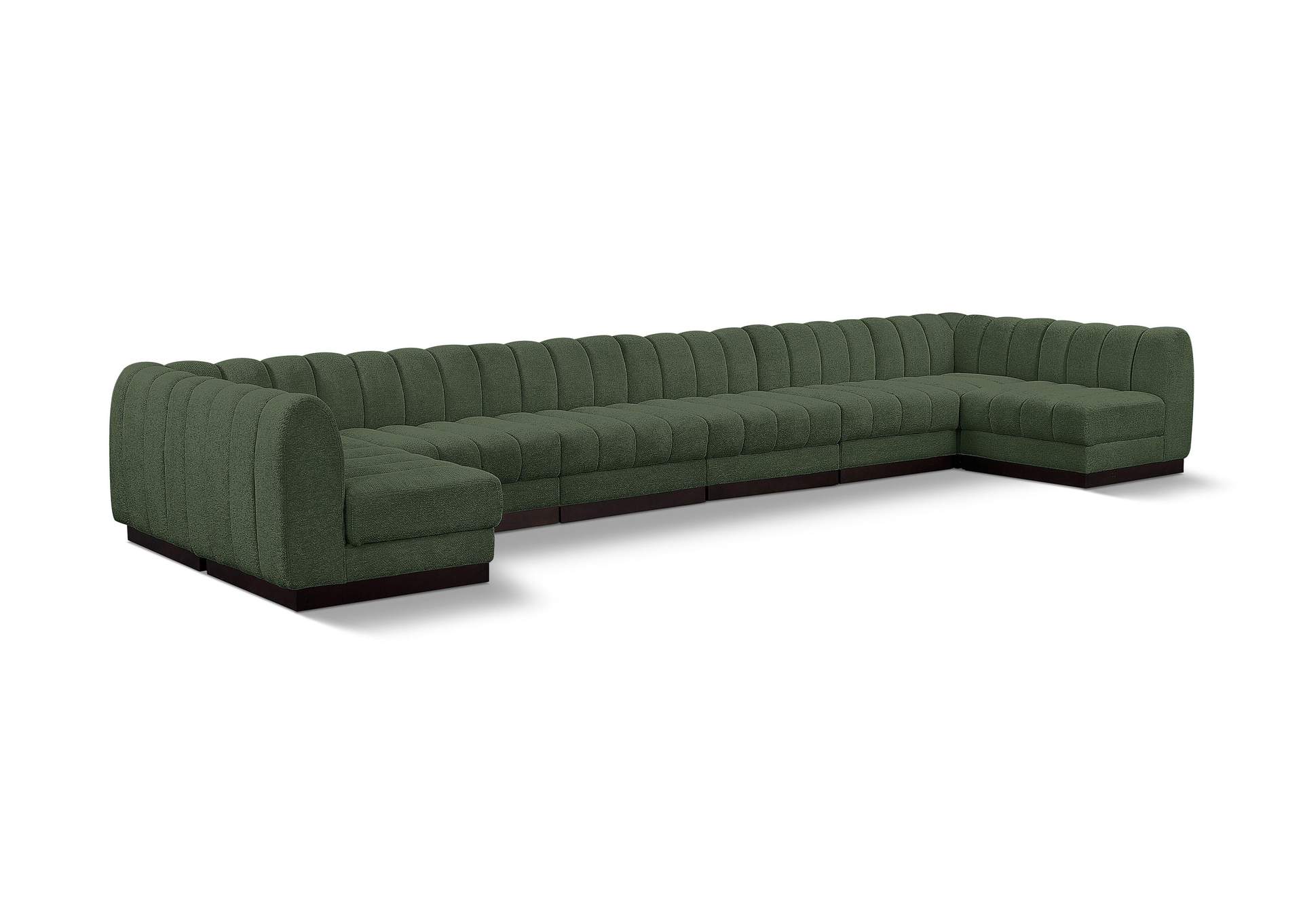 Quinn Green Chenille Fabric Modular Sectional,Meridian Furniture