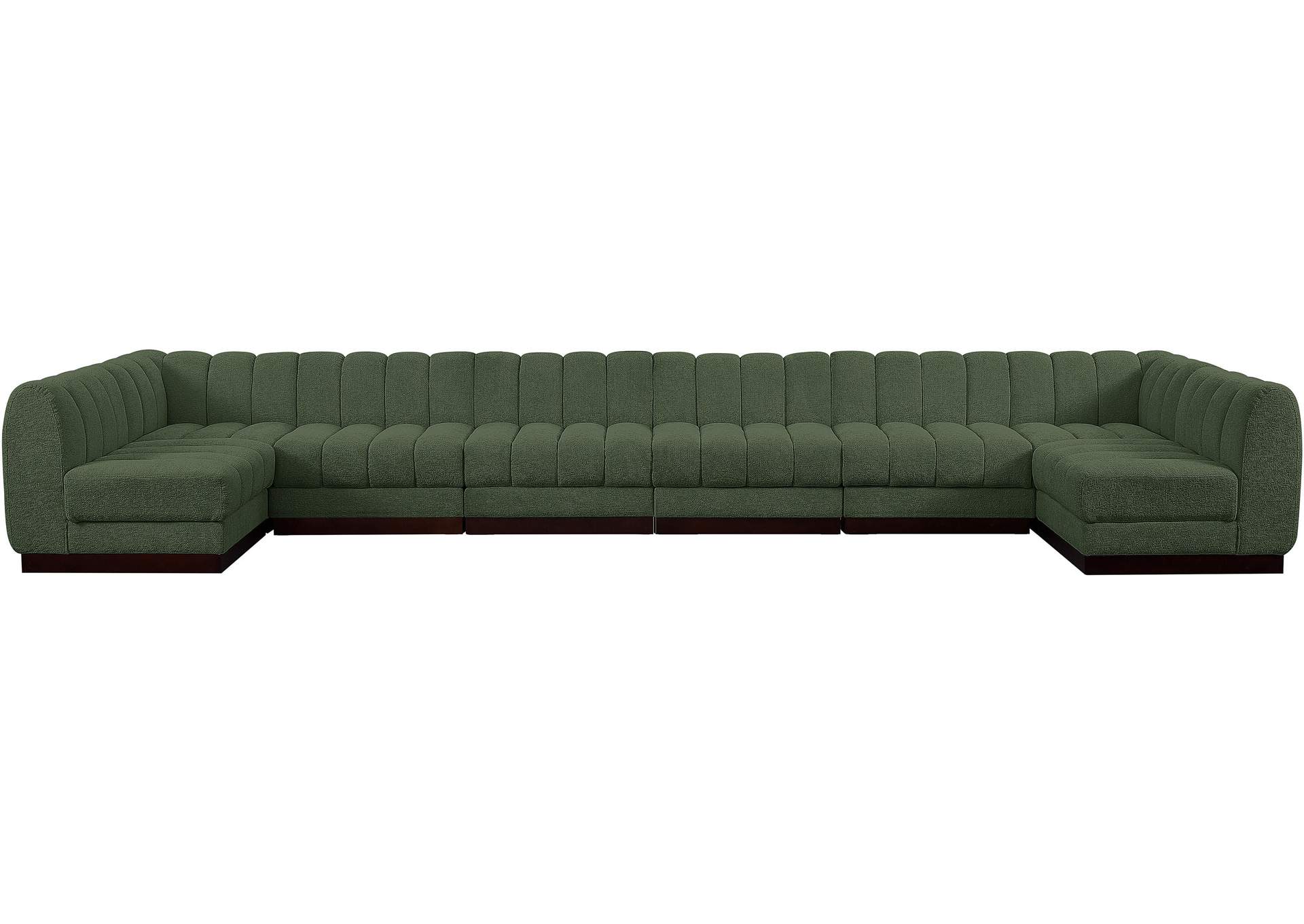 Quinn Green Chenille Fabric Modular Sectional,Meridian Furniture