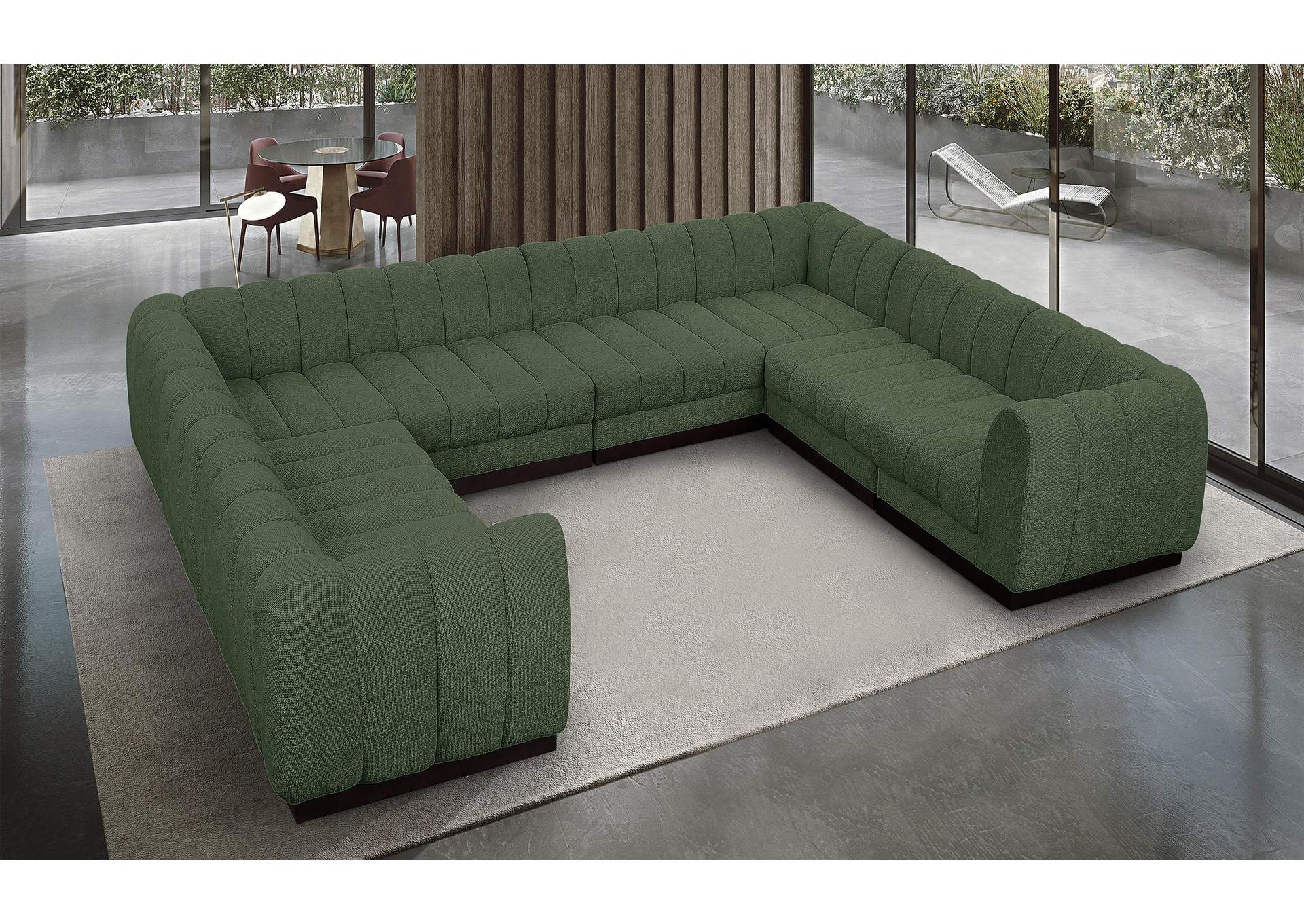 Quinn Green Chenille Fabric Modular Sectional,Meridian Furniture