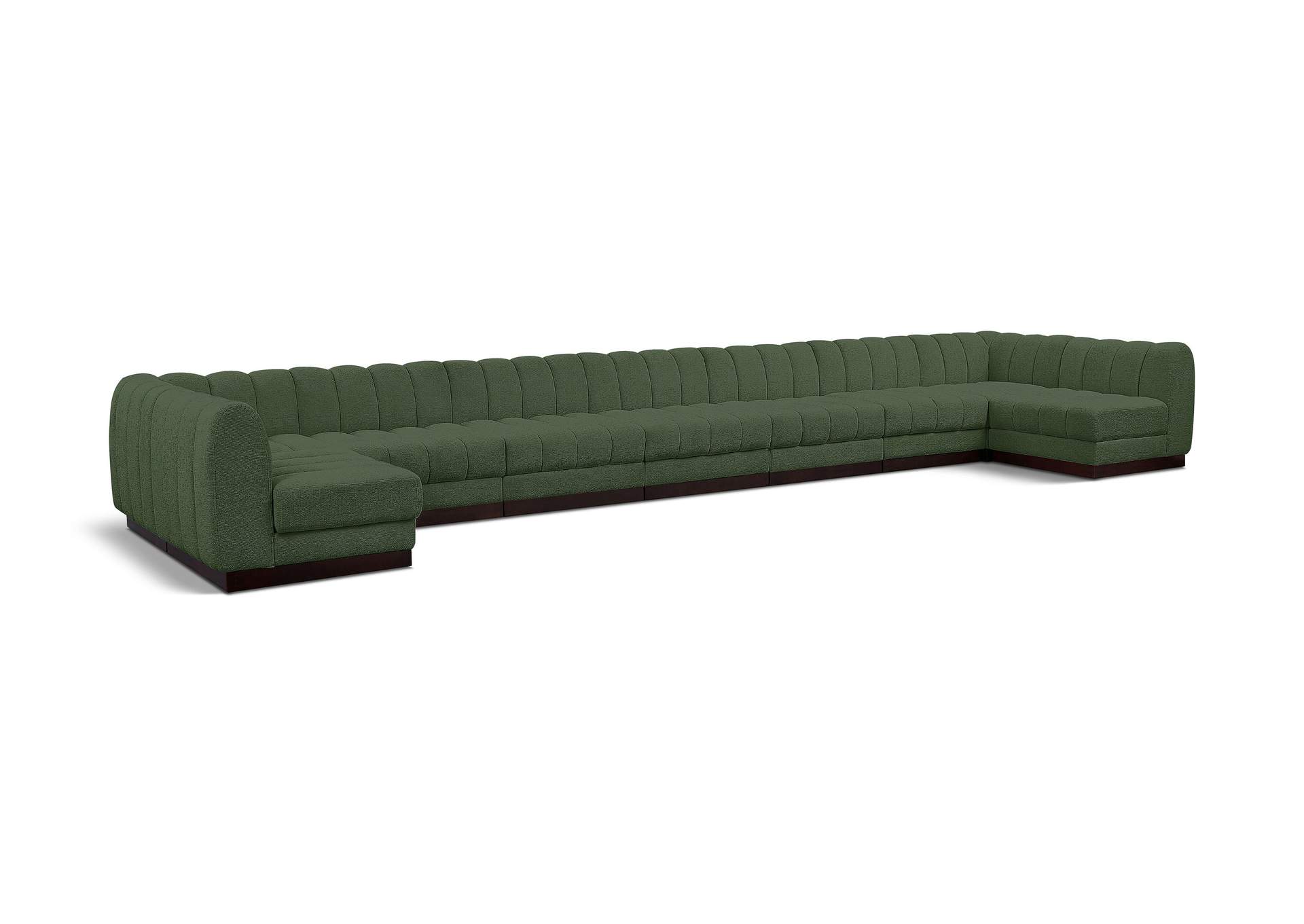 Quinn Green Chenille Fabric Modular Sectional,Meridian Furniture