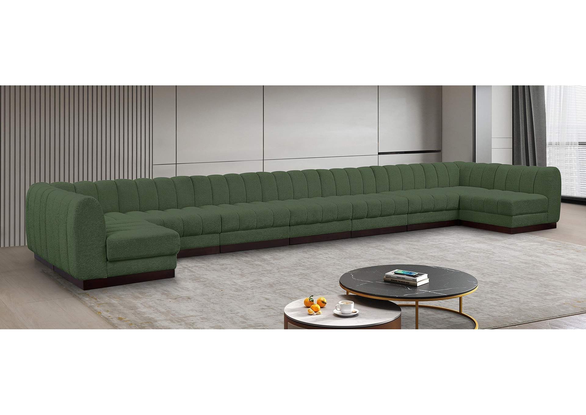 Quinn Green Chenille Fabric Modular Sectional,Meridian Furniture