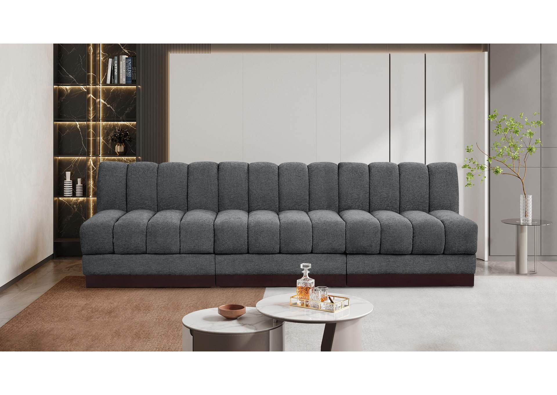 Quinn Grey Chenille Fabric Modular Sofa,Meridian Furniture