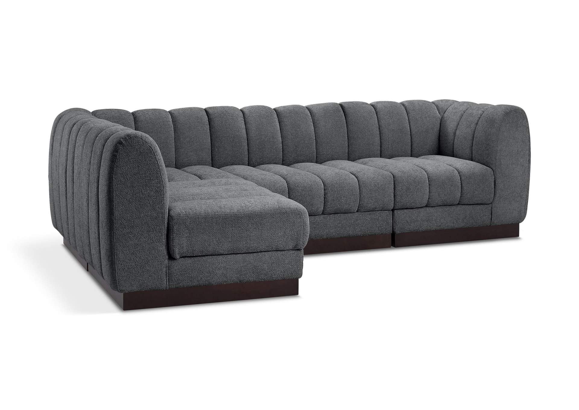 Quinn Grey Chenille Fabric Modular Sectional,Meridian Furniture