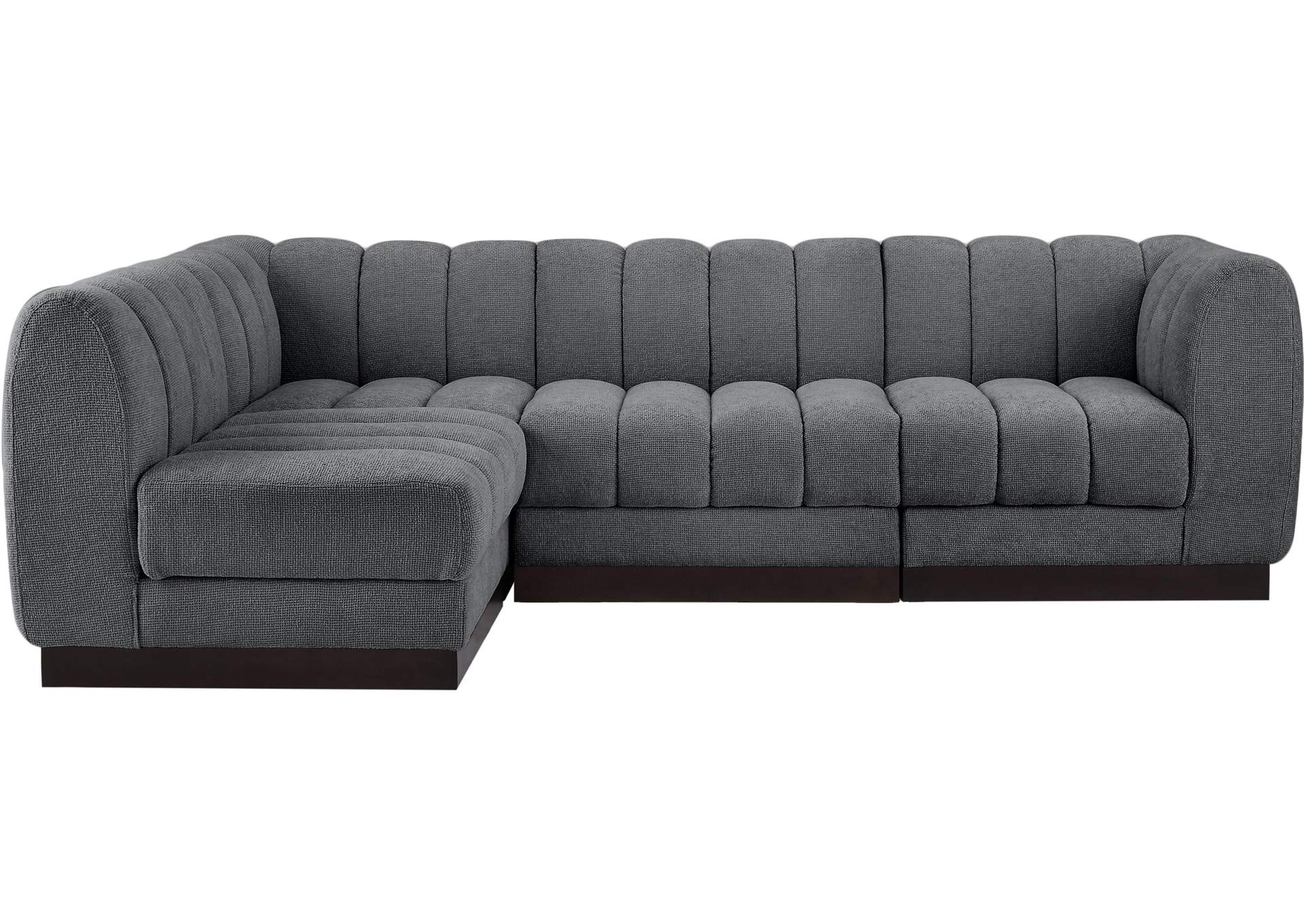 Quinn Grey Chenille Fabric Modular Sectional,Meridian Furniture