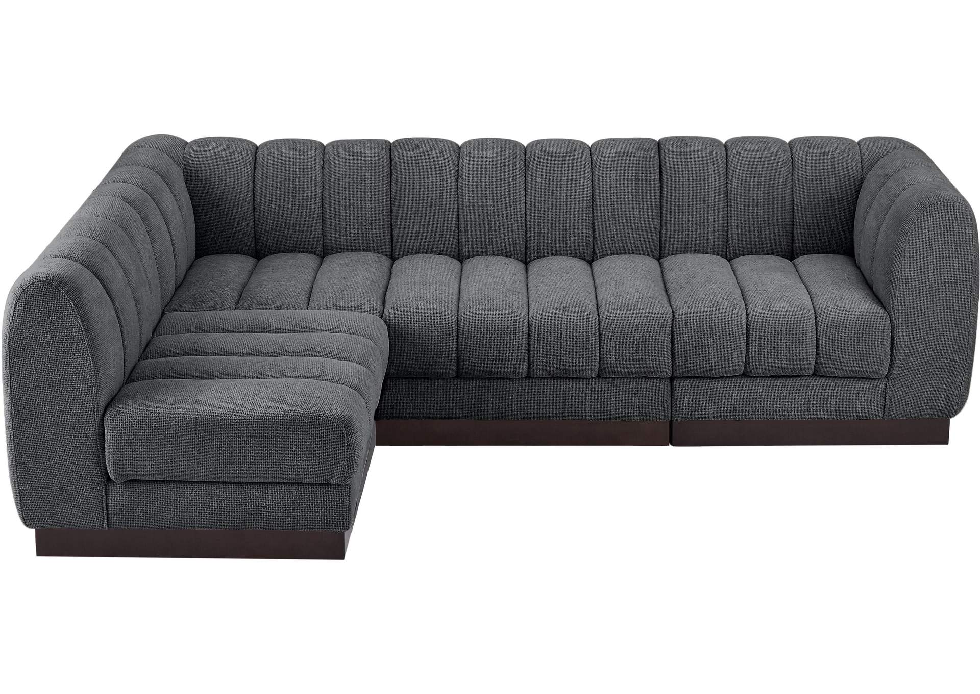 Quinn Grey Chenille Fabric Modular Sectional,Meridian Furniture