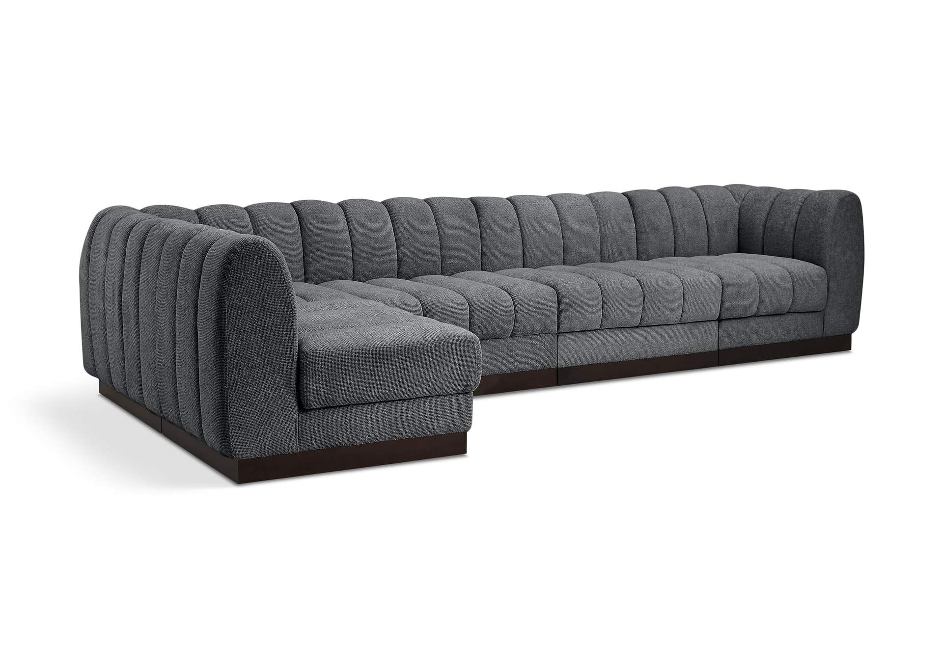 Quinn Grey Chenille Fabric Modular Sectional,Meridian Furniture