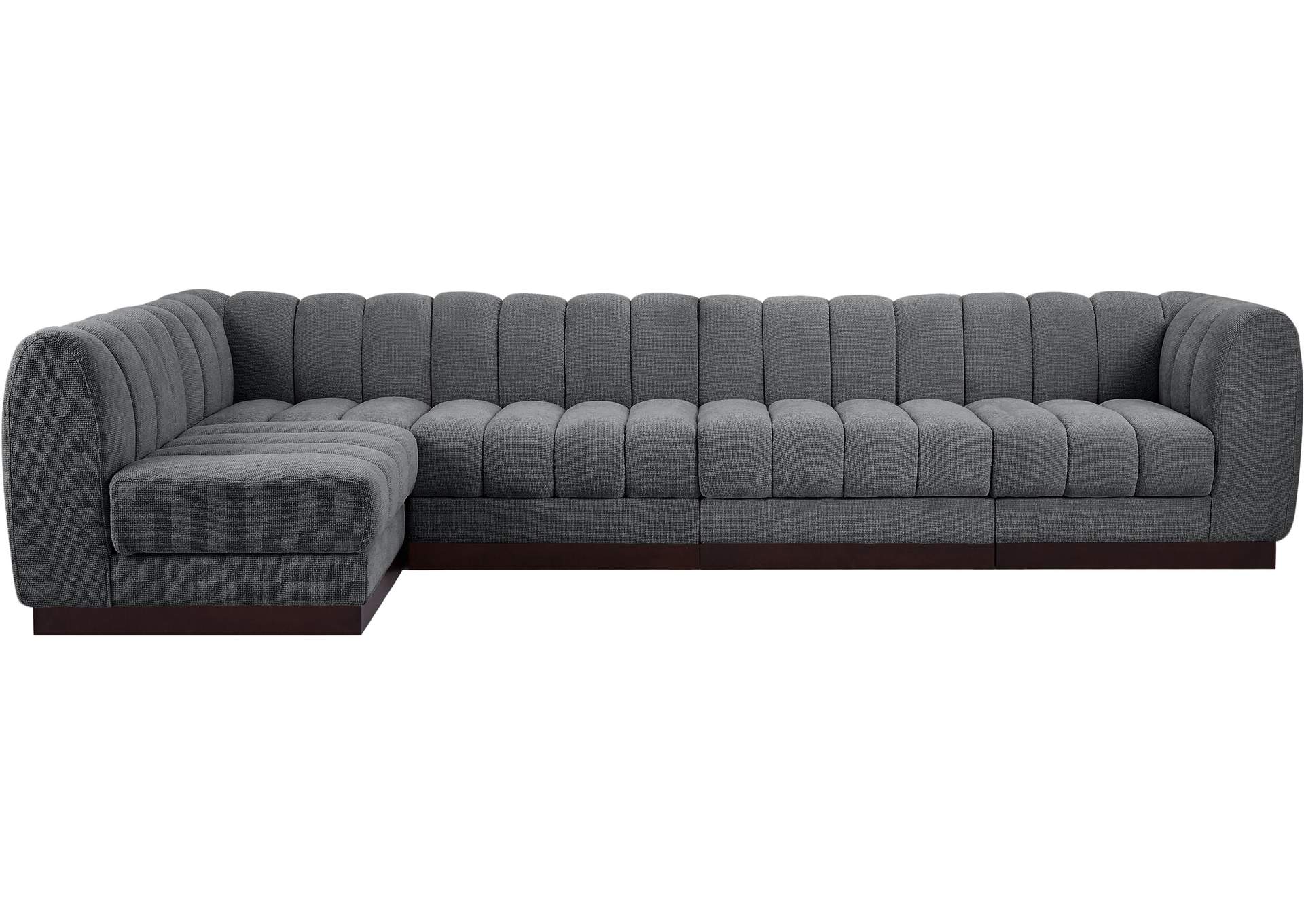 Quinn Grey Chenille Fabric Modular Sectional,Meridian Furniture