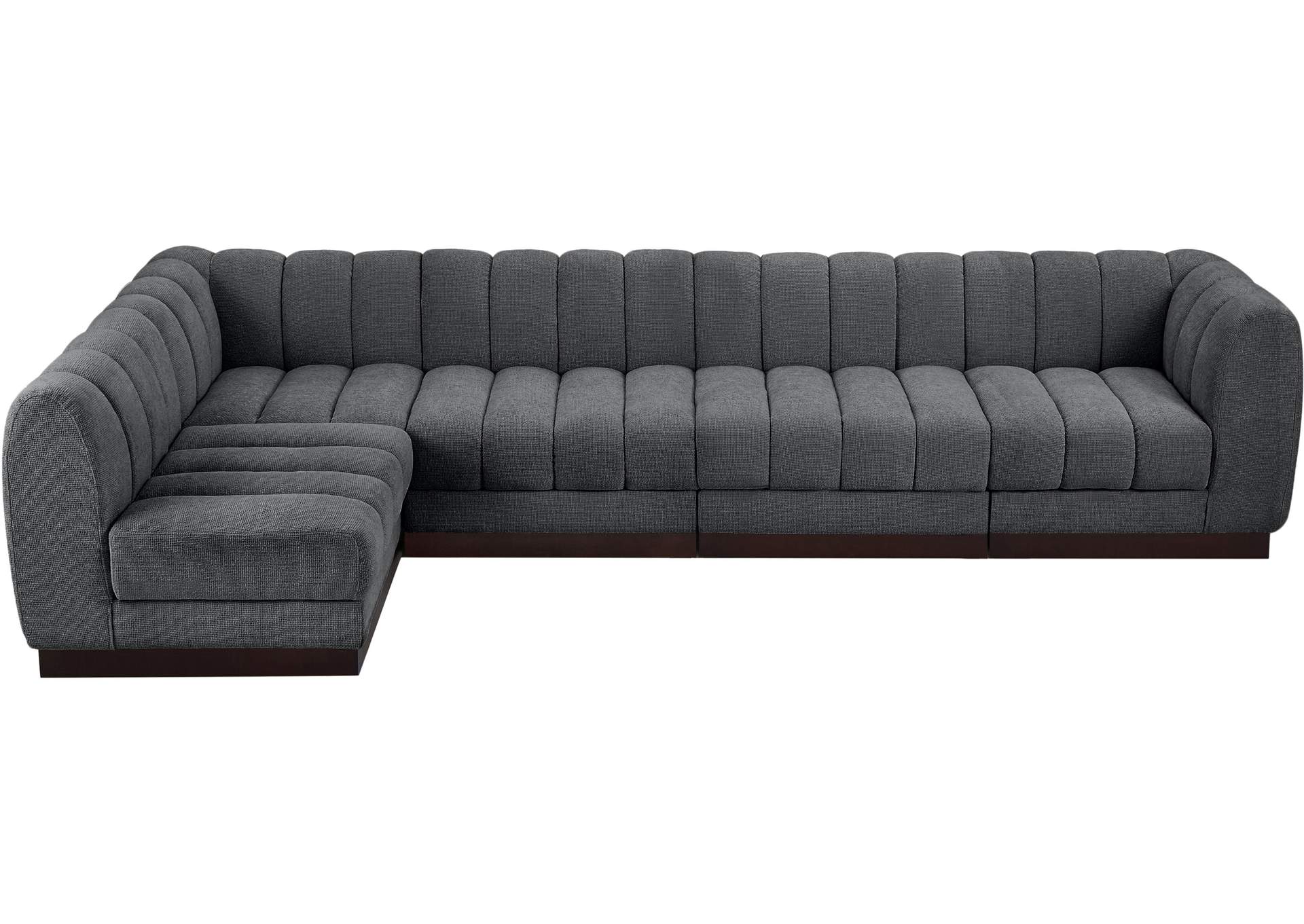 Quinn Grey Chenille Fabric Modular Sectional,Meridian Furniture