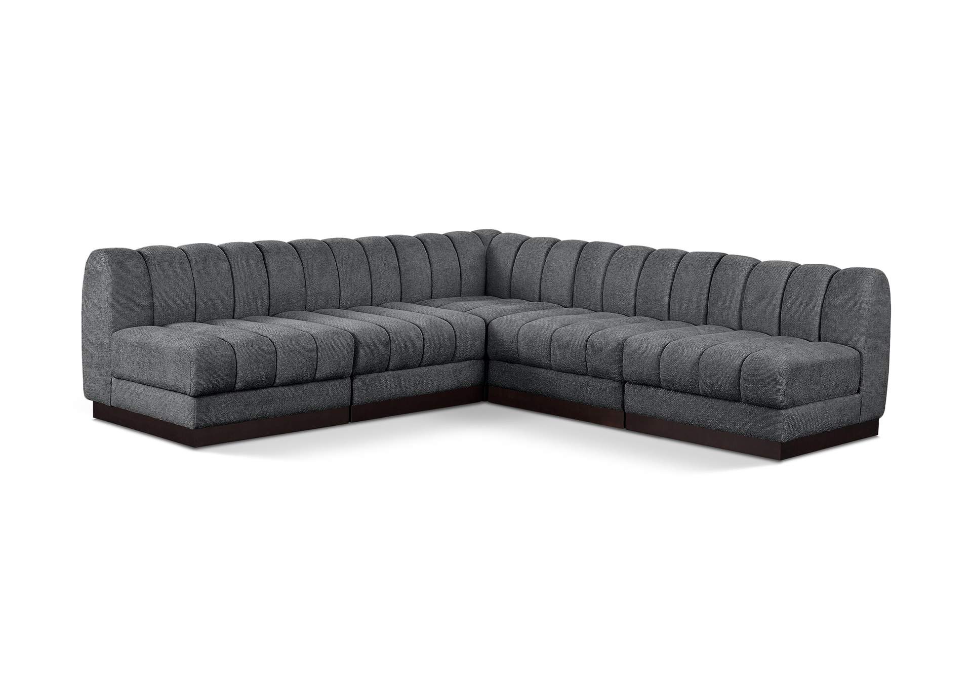 Quinn Grey Chenille Fabric Modular Sectional,Meridian Furniture