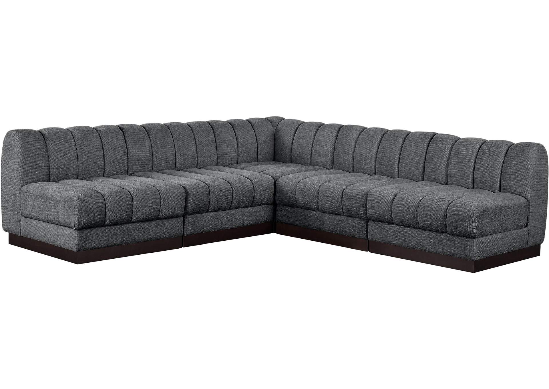 Quinn Grey Chenille Fabric Modular Sectional,Meridian Furniture