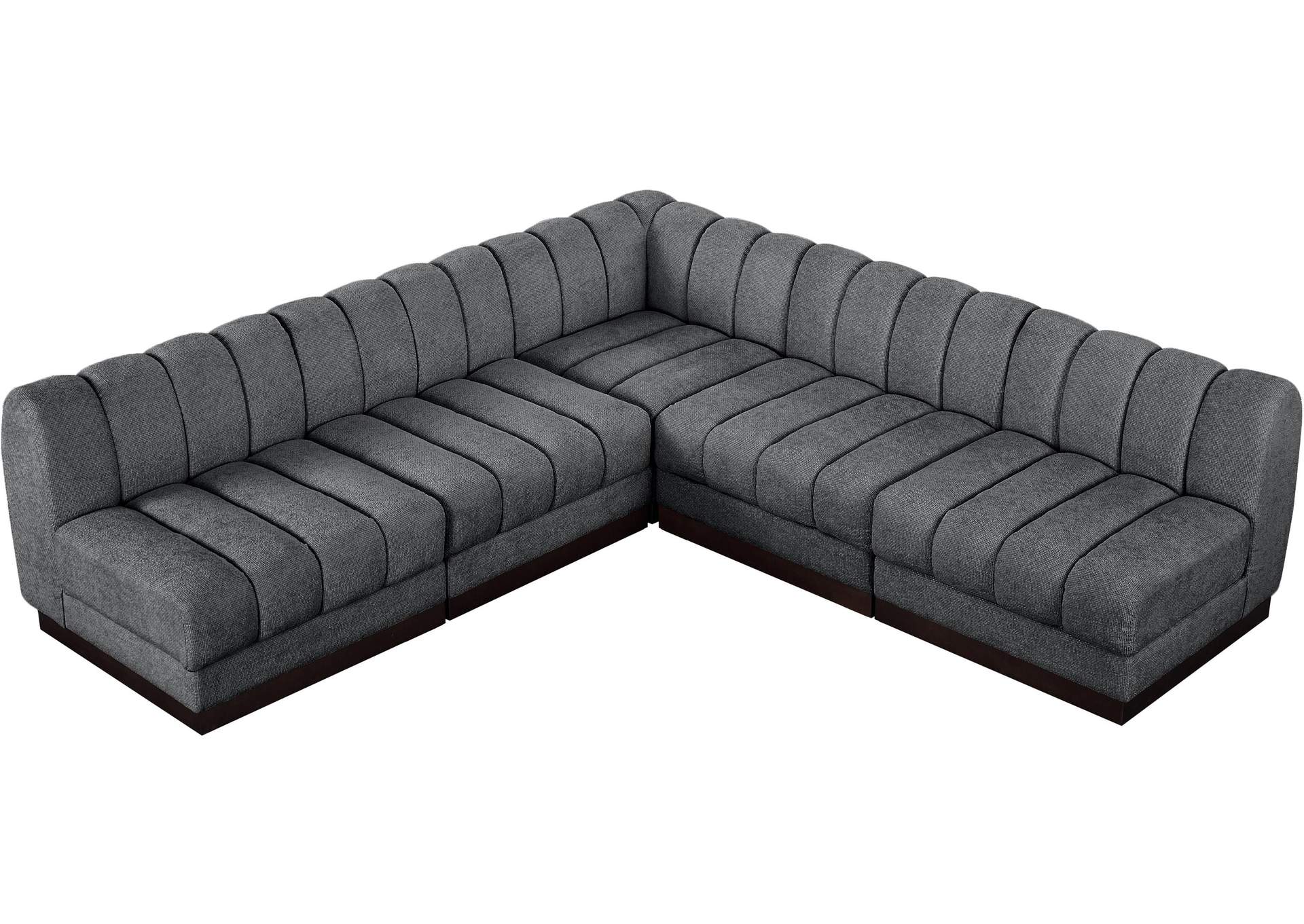 Quinn Grey Chenille Fabric Modular Sectional,Meridian Furniture