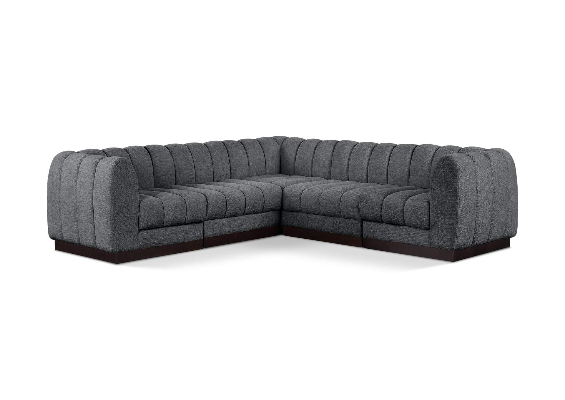 Quinn Grey Chenille Fabric Modular Sectional,Meridian Furniture