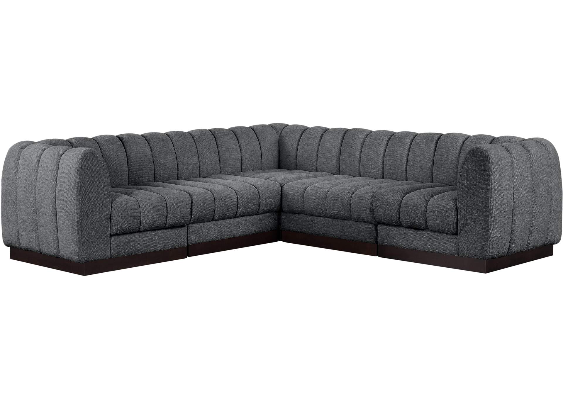 Quinn Grey Chenille Fabric Modular Sectional,Meridian Furniture