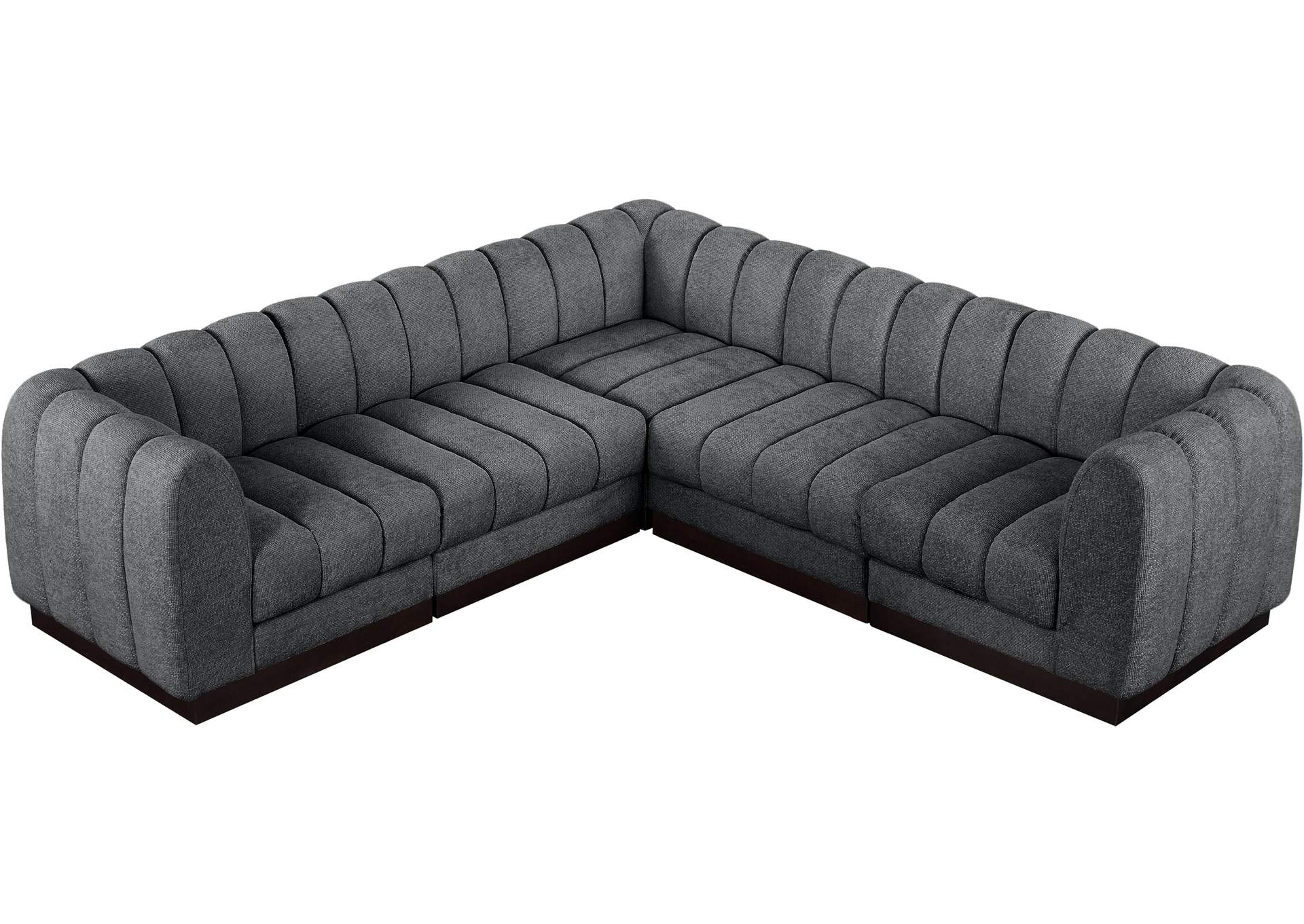 Quinn Grey Chenille Fabric Modular Sectional,Meridian Furniture