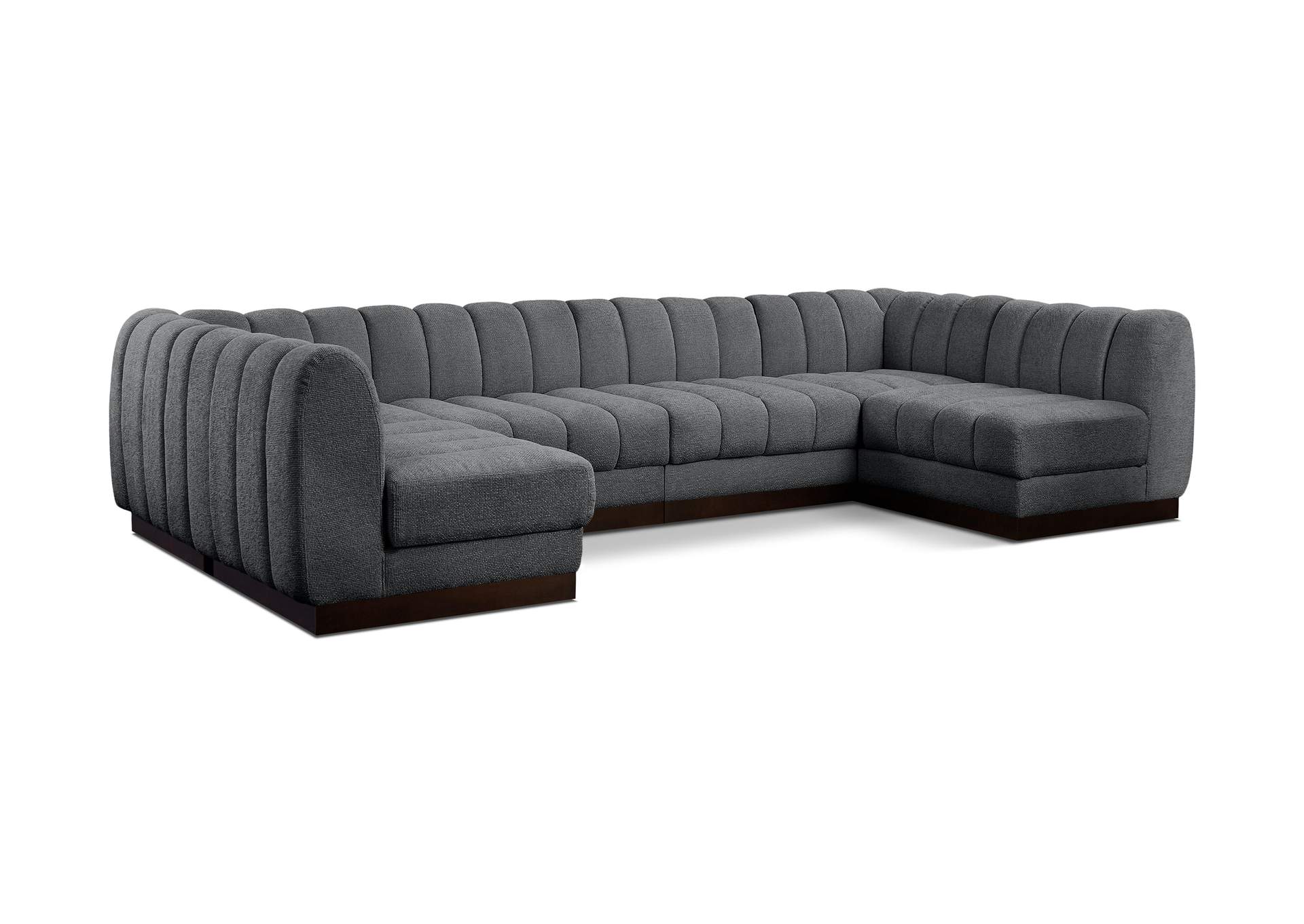 Quinn Grey Chenille Fabric Modular Sectional,Meridian Furniture