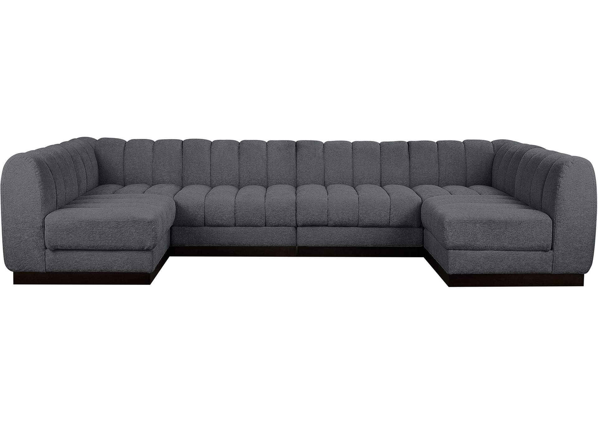 Quinn Grey Chenille Fabric Modular Sectional,Meridian Furniture