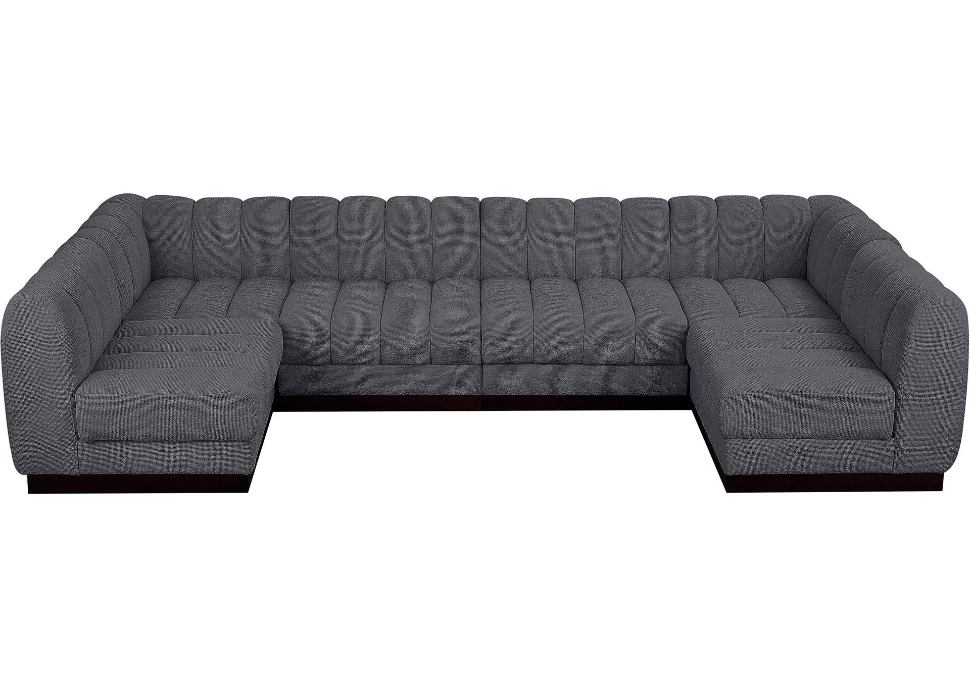 Quinn Grey Chenille Fabric Modular Sectional,Meridian Furniture