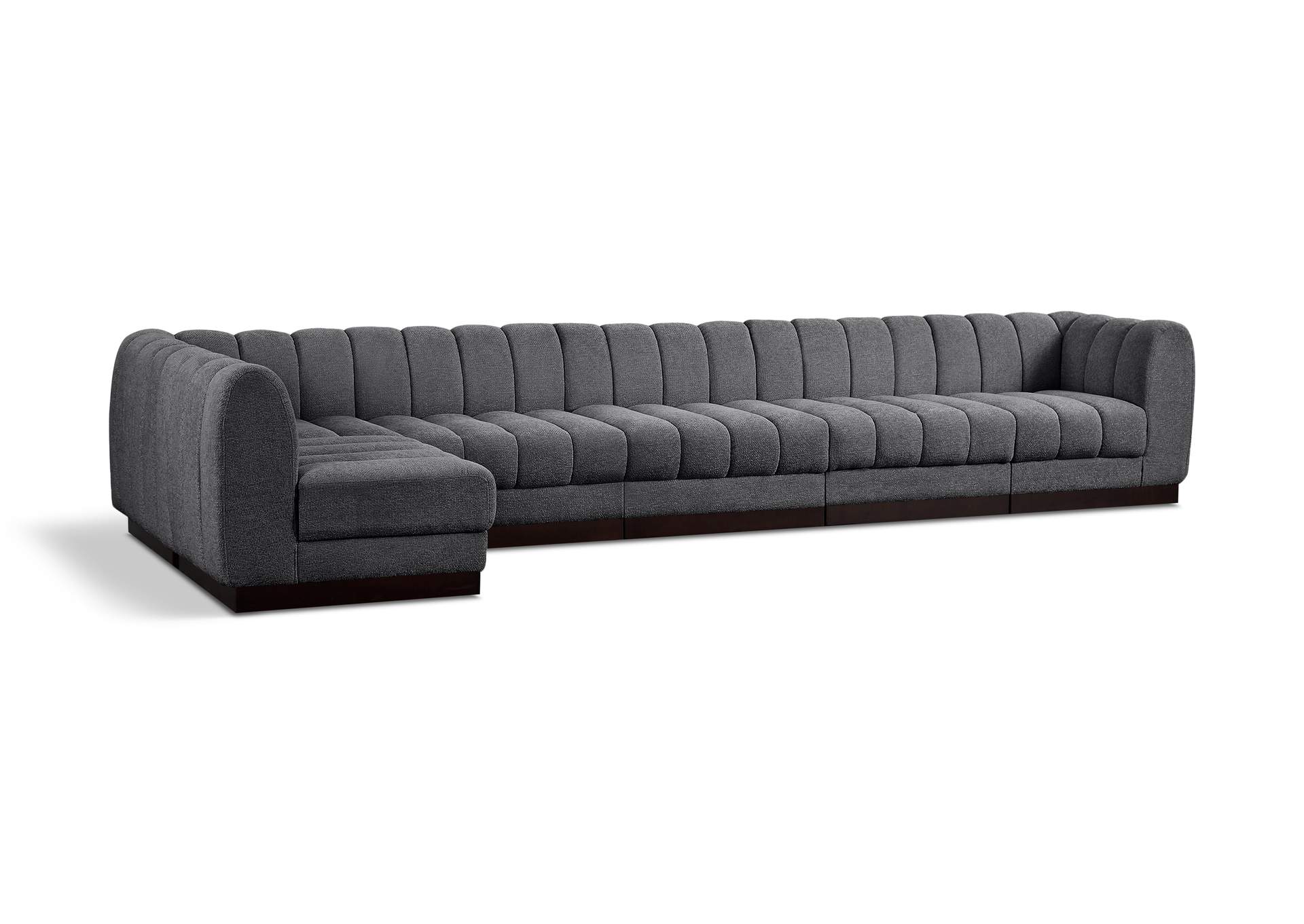 Quinn Grey Chenille Fabric Modular Sectional,Meridian Furniture