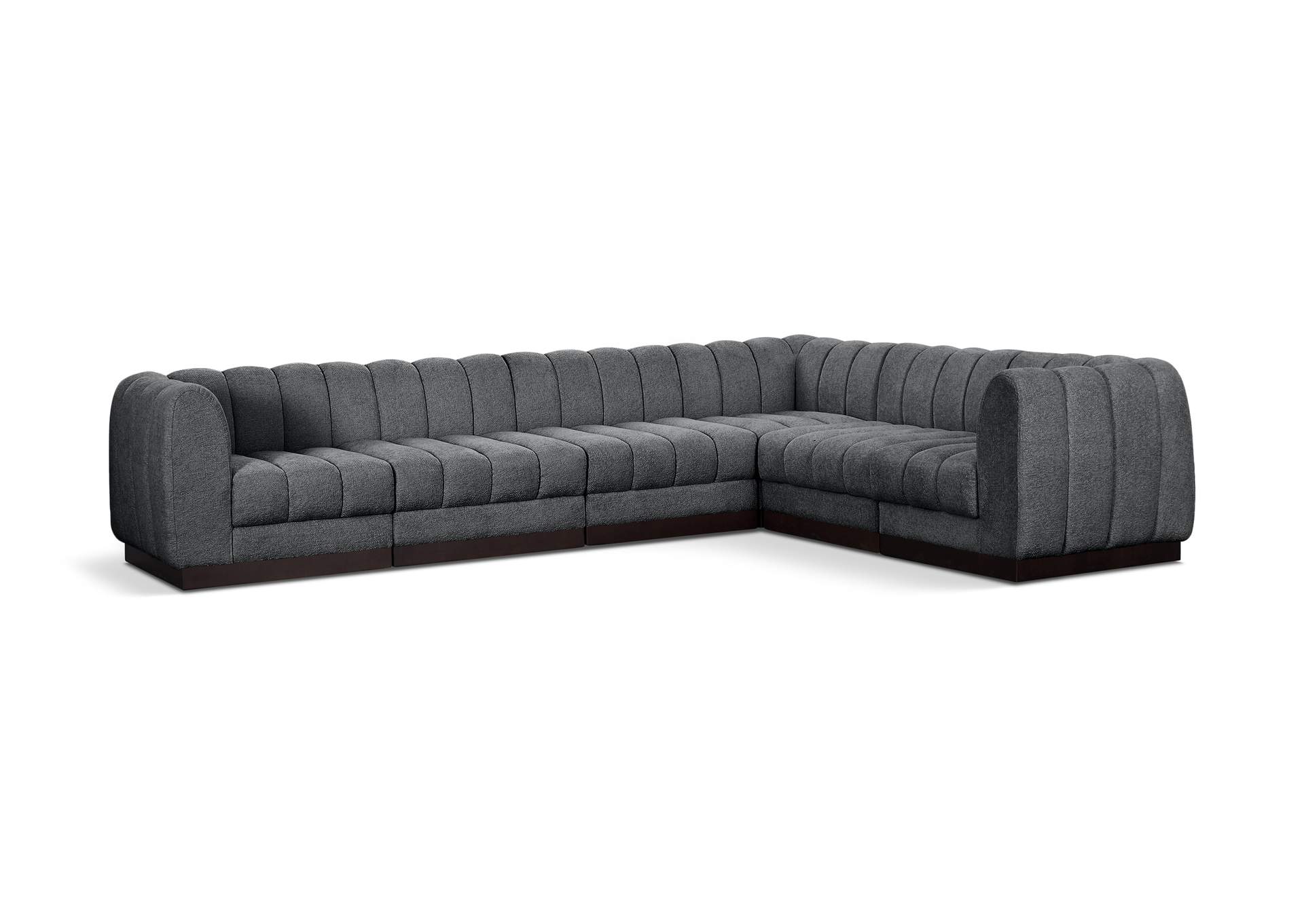 Quinn Grey Chenille Fabric Modular Sectional,Meridian Furniture