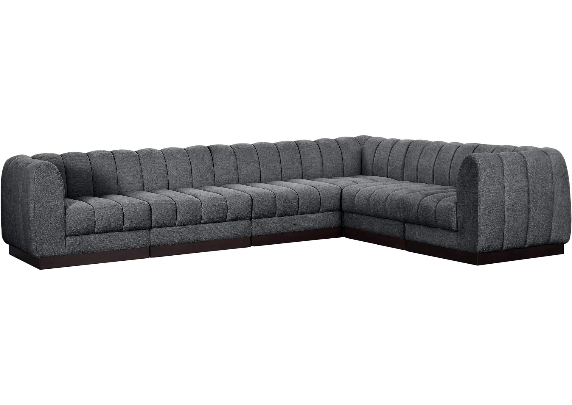 Quinn Grey Chenille Fabric Modular Sectional,Meridian Furniture