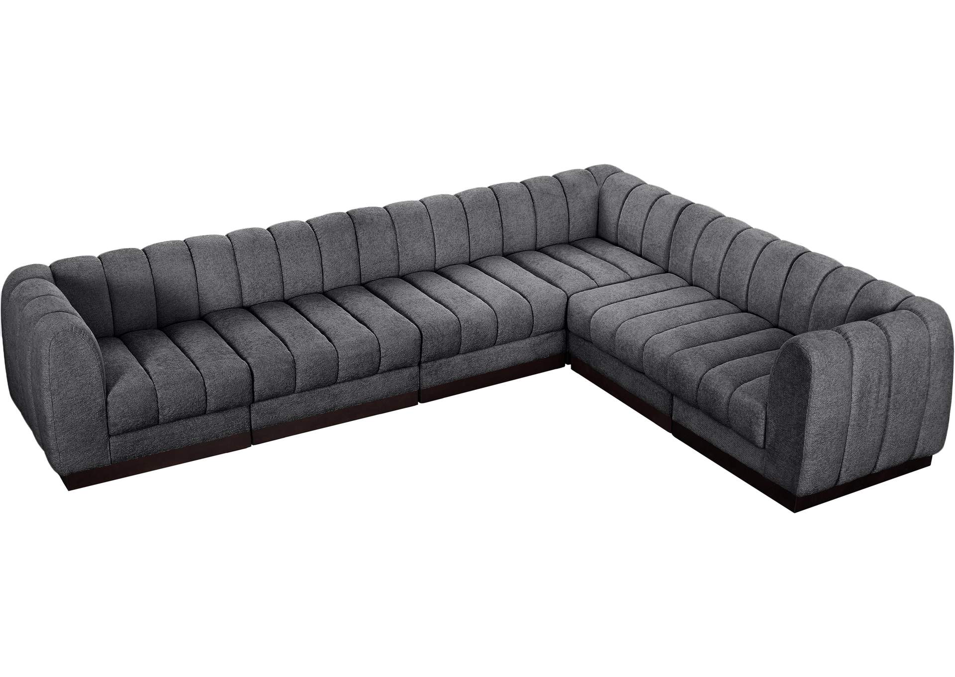 Quinn Grey Chenille Fabric Modular Sectional,Meridian Furniture