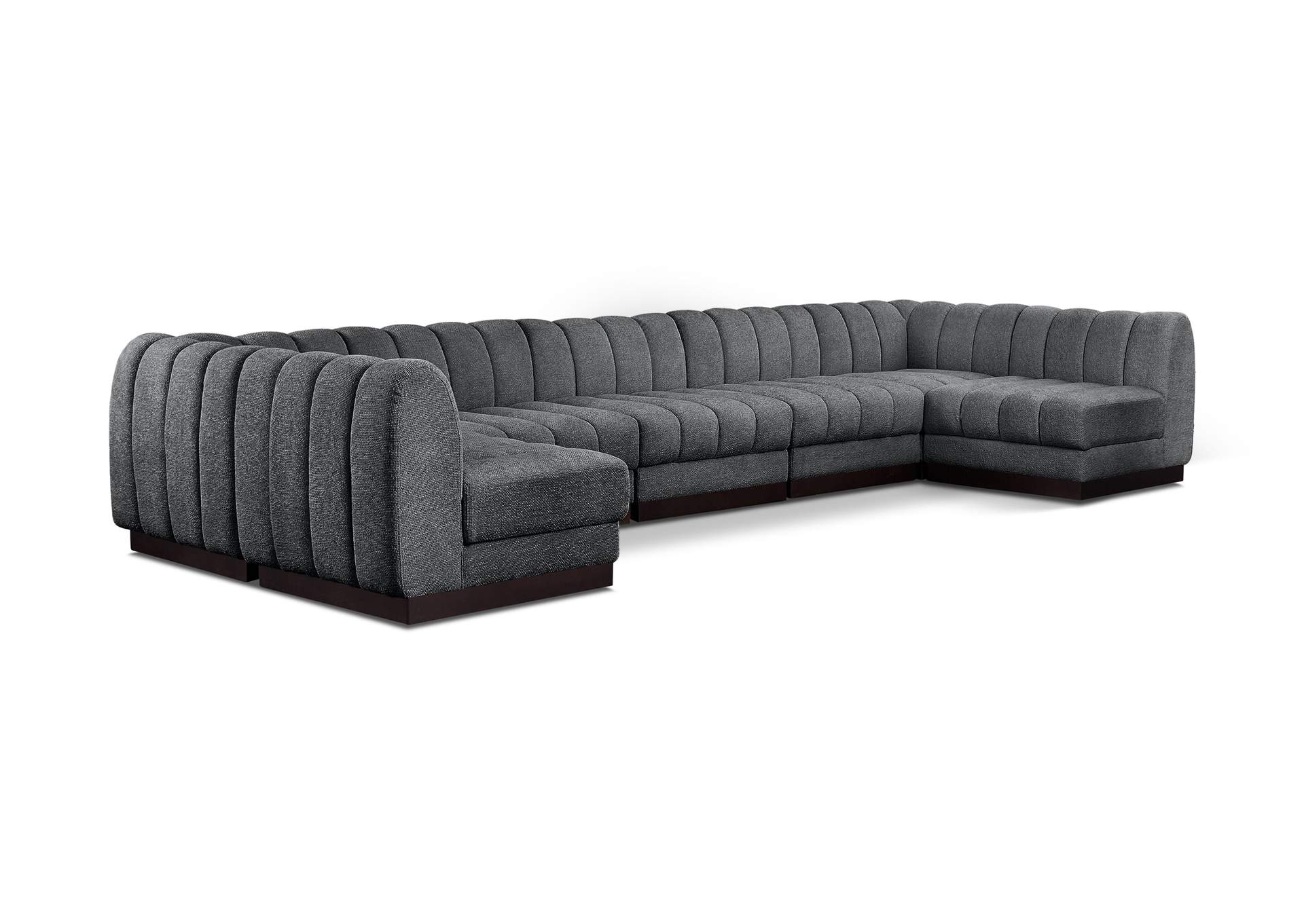 Quinn Grey Chenille Fabric Modular Sectional,Meridian Furniture