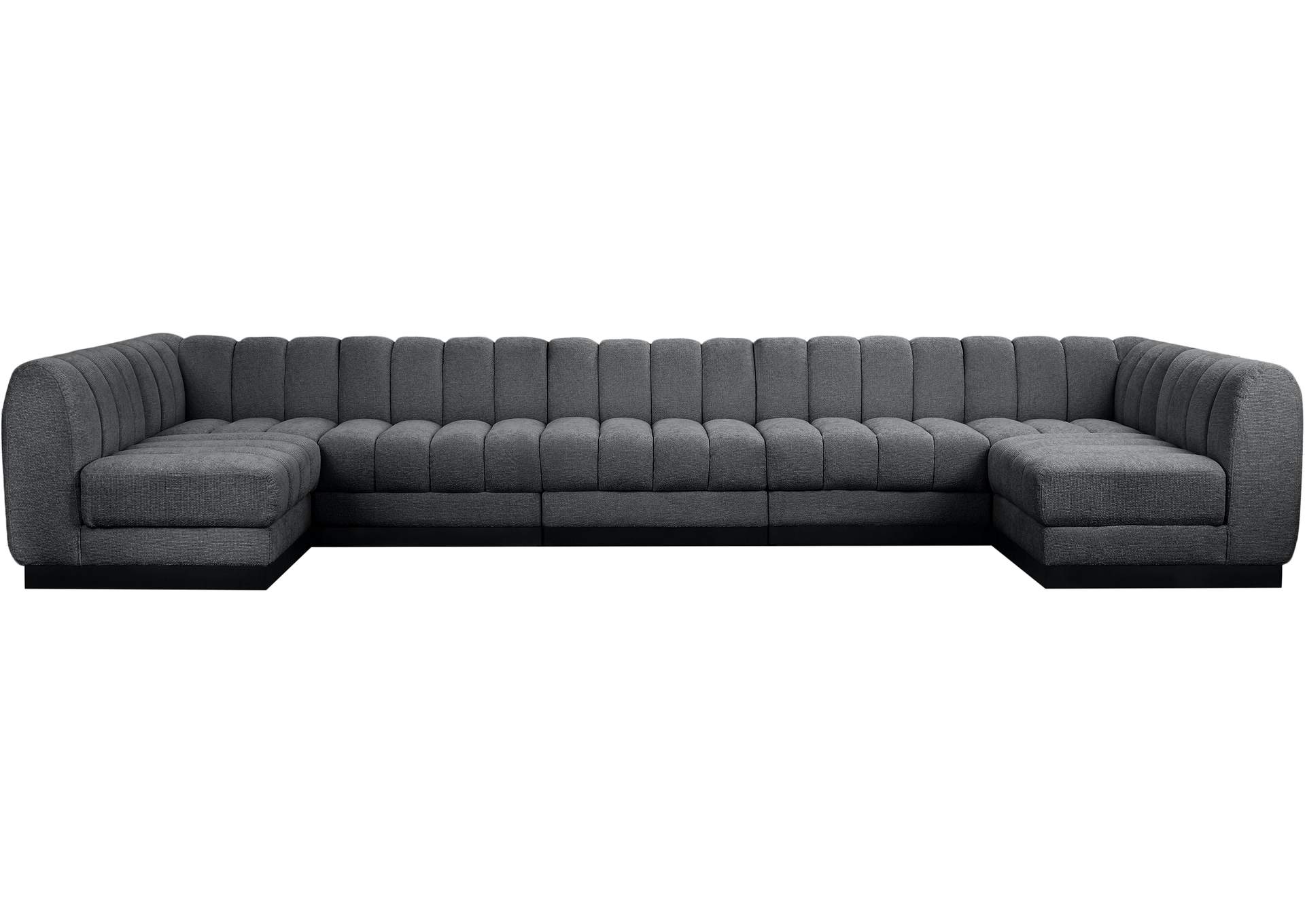 Quinn Grey Chenille Fabric Modular Sectional,Meridian Furniture