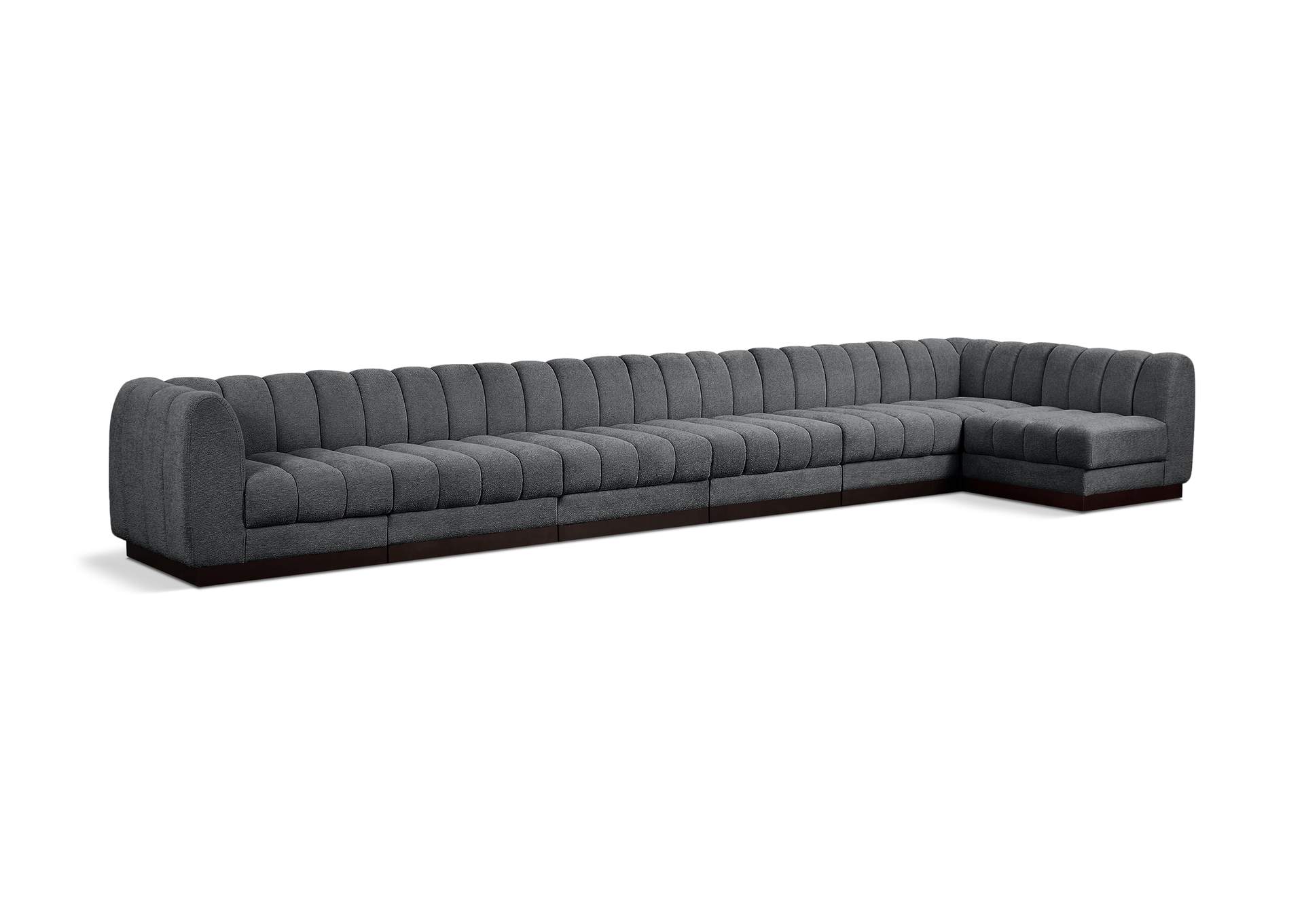 Quinn Grey Chenille Fabric Modular Sectional,Meridian Furniture