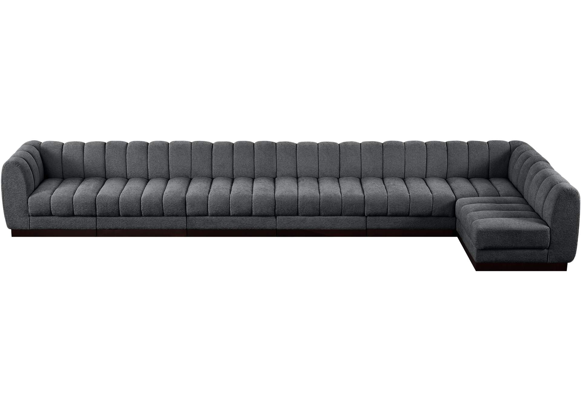 Quinn Grey Chenille Fabric Modular Sectional,Meridian Furniture