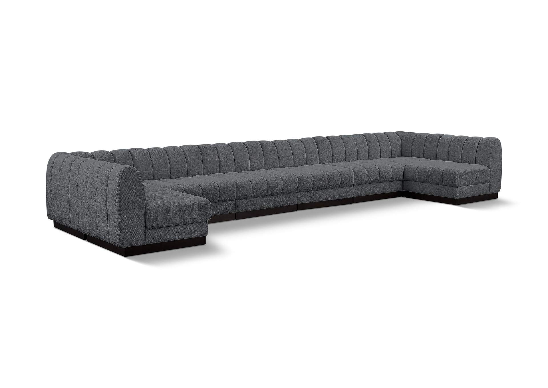 Quinn Grey Chenille Fabric Modular Sectional,Meridian Furniture