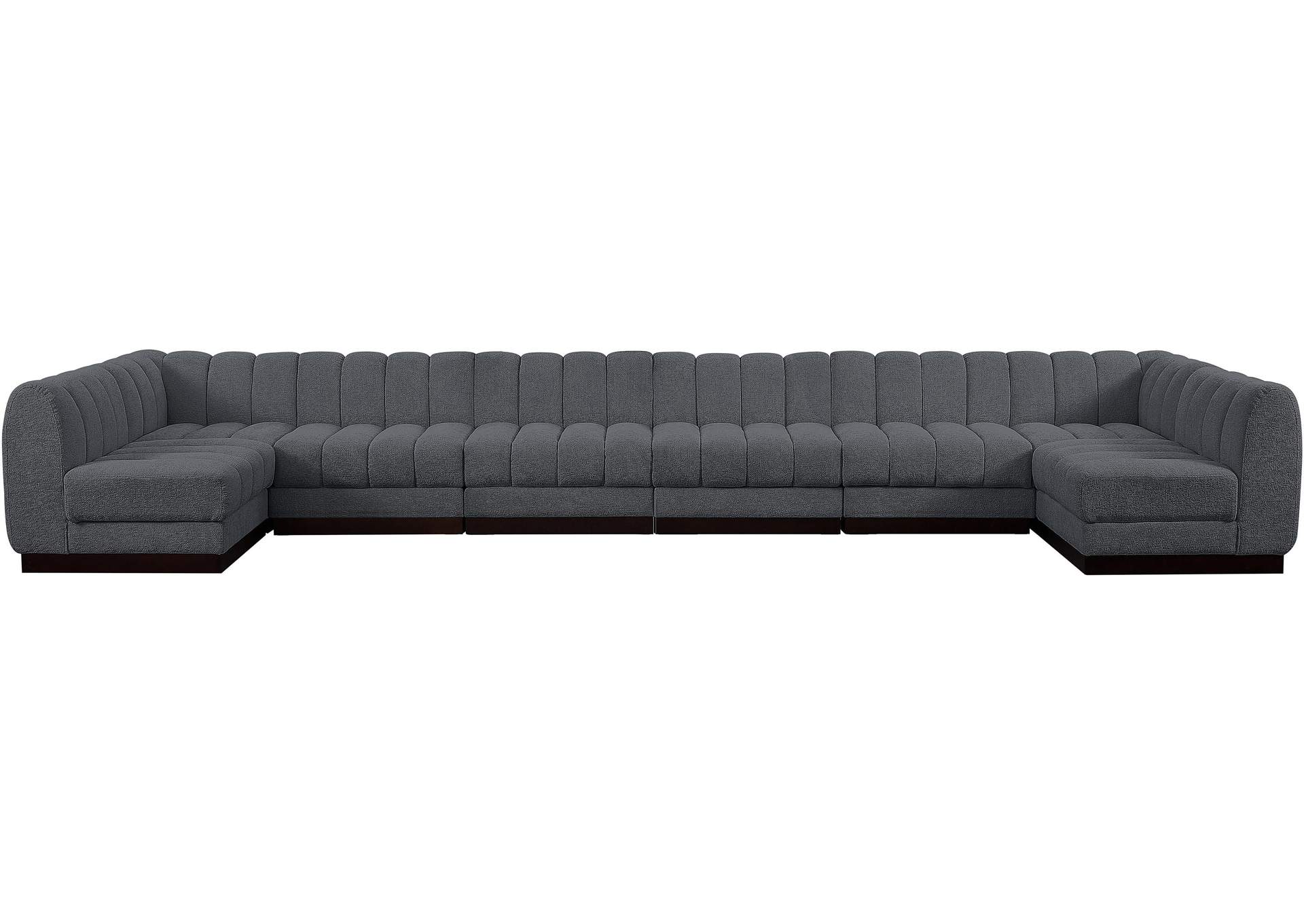 Quinn Grey Chenille Fabric Modular Sectional,Meridian Furniture