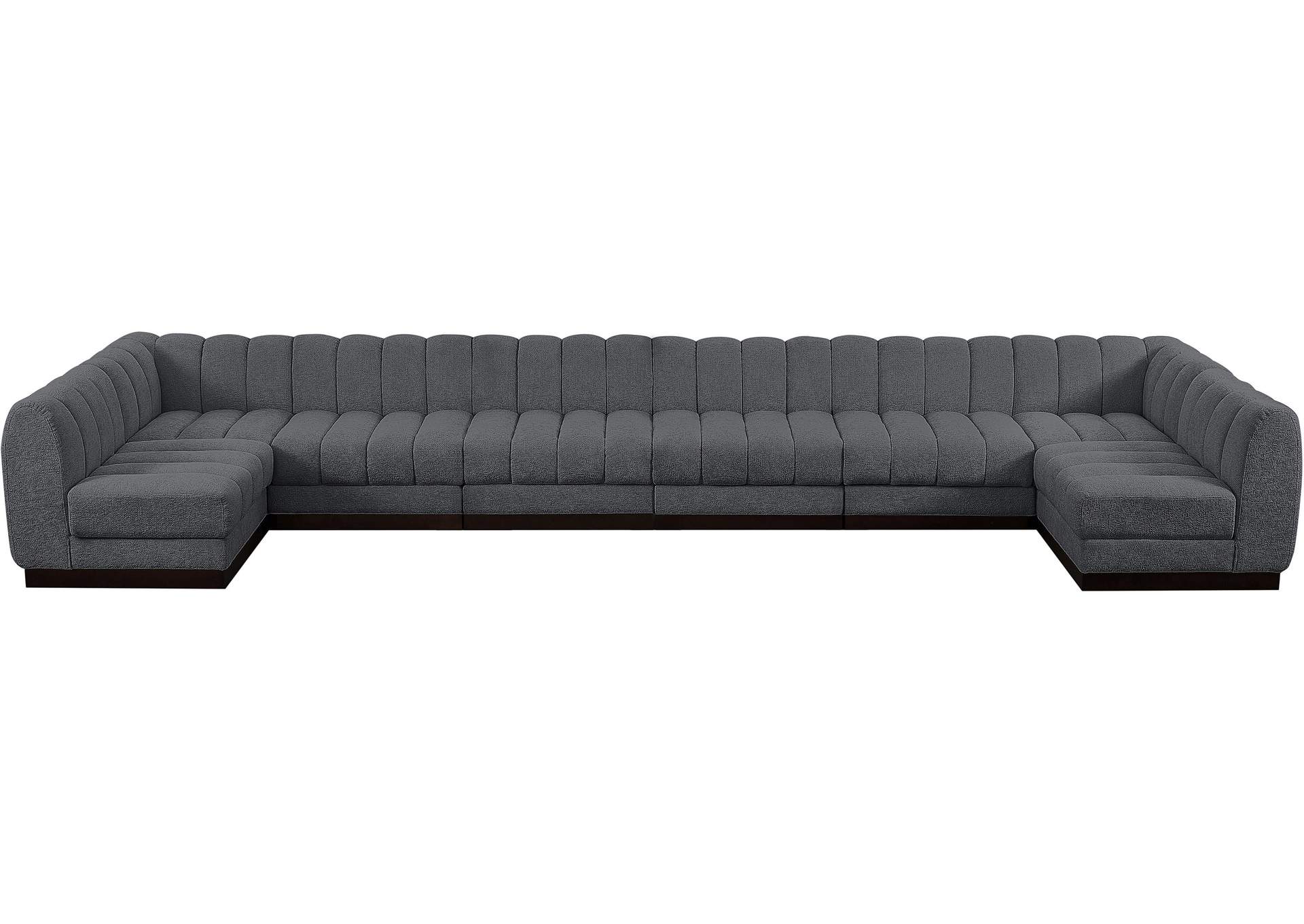 Quinn Grey Chenille Fabric Modular Sectional,Meridian Furniture