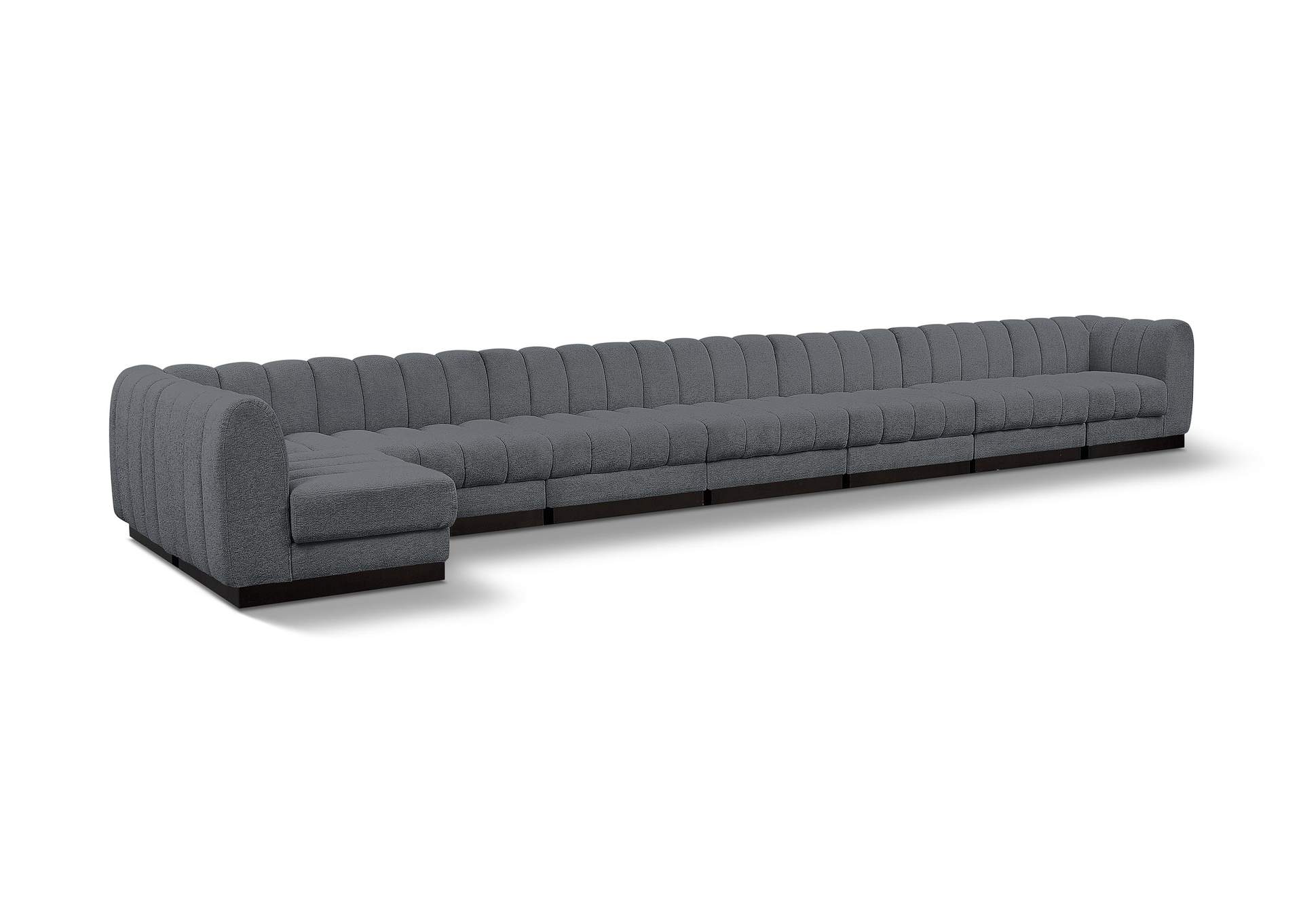 Quinn Grey Chenille Fabric Modular Sectional,Meridian Furniture