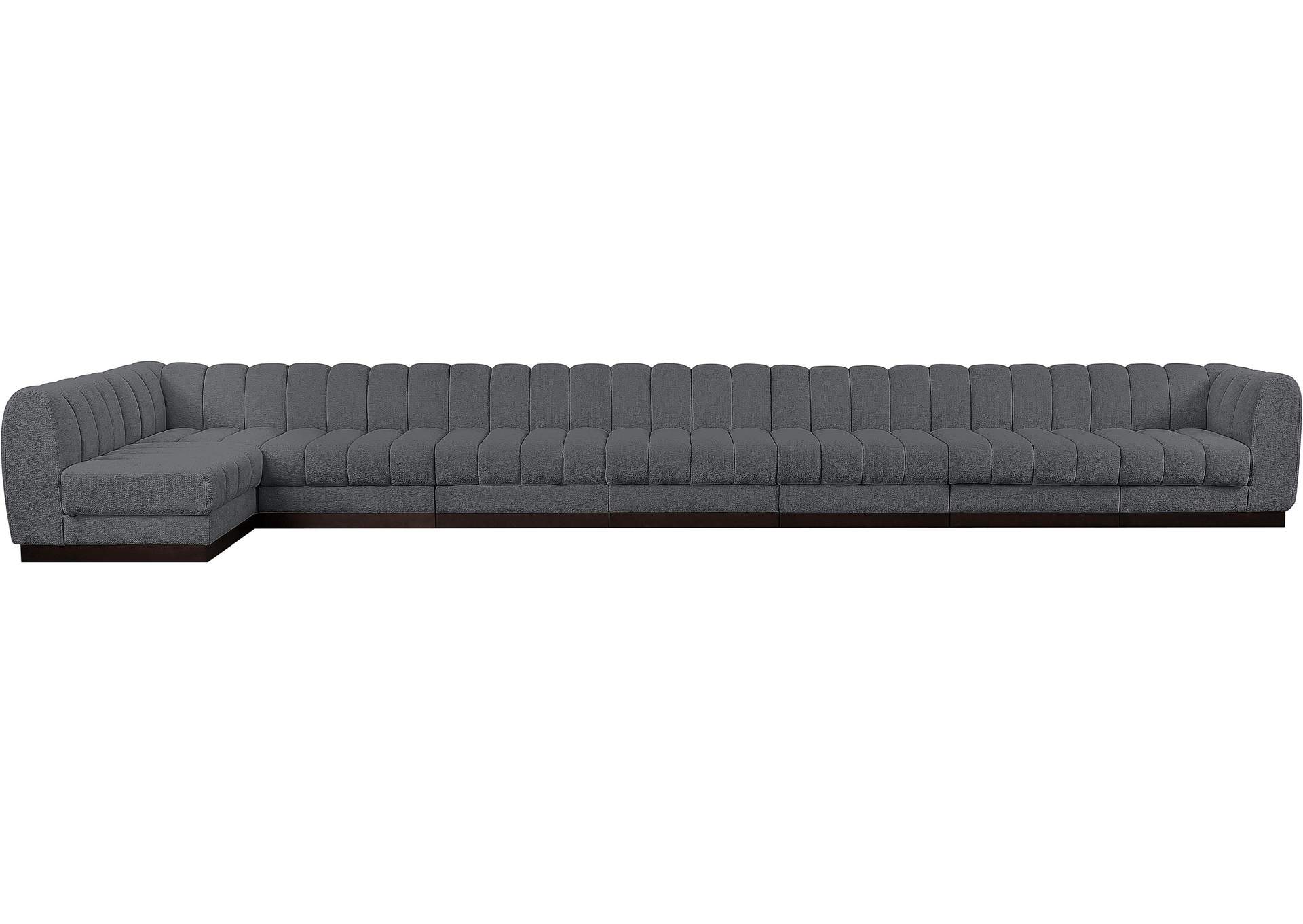 Quinn Grey Chenille Fabric Modular Sectional,Meridian Furniture