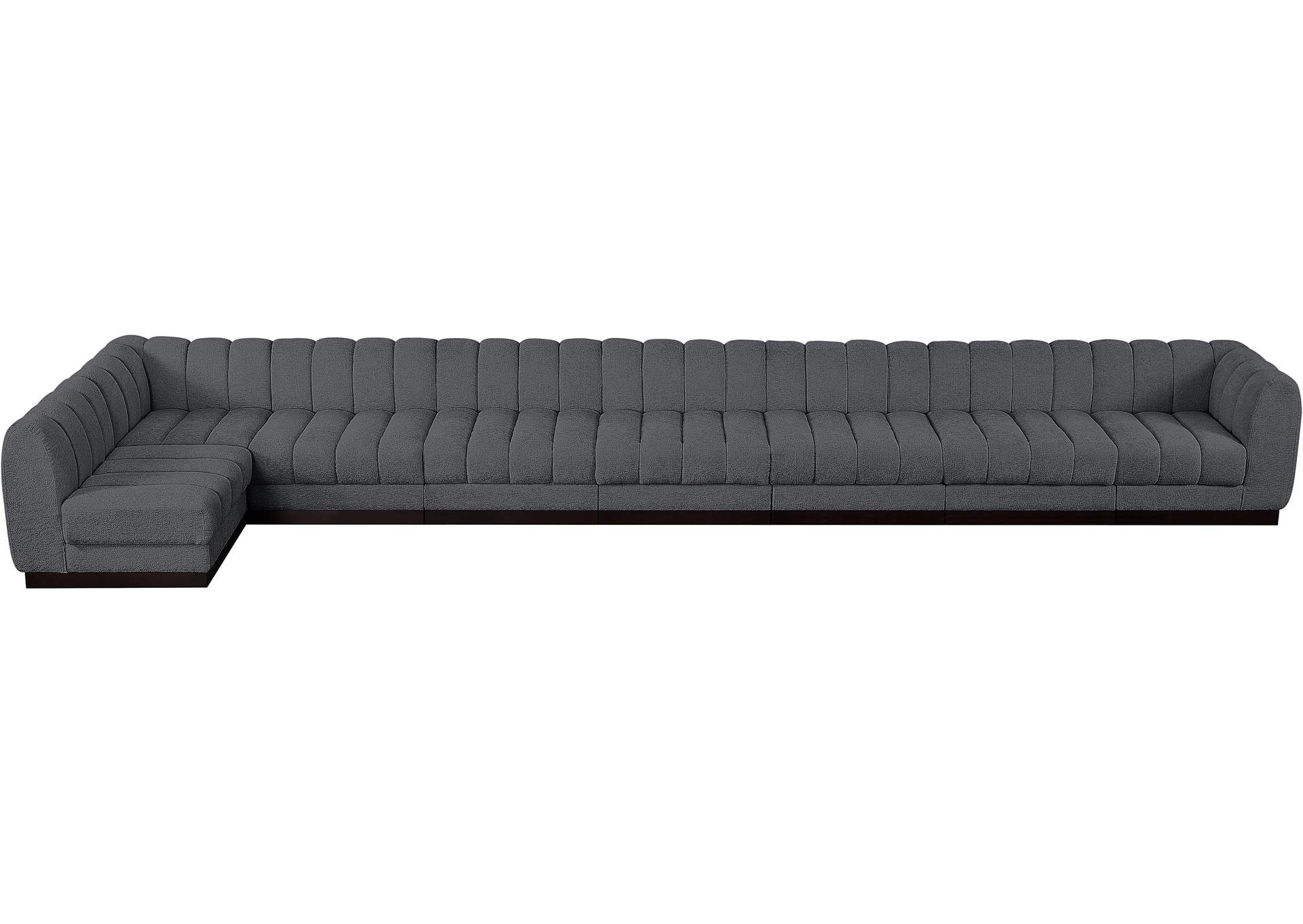 Quinn Grey Chenille Fabric Modular Sectional,Meridian Furniture