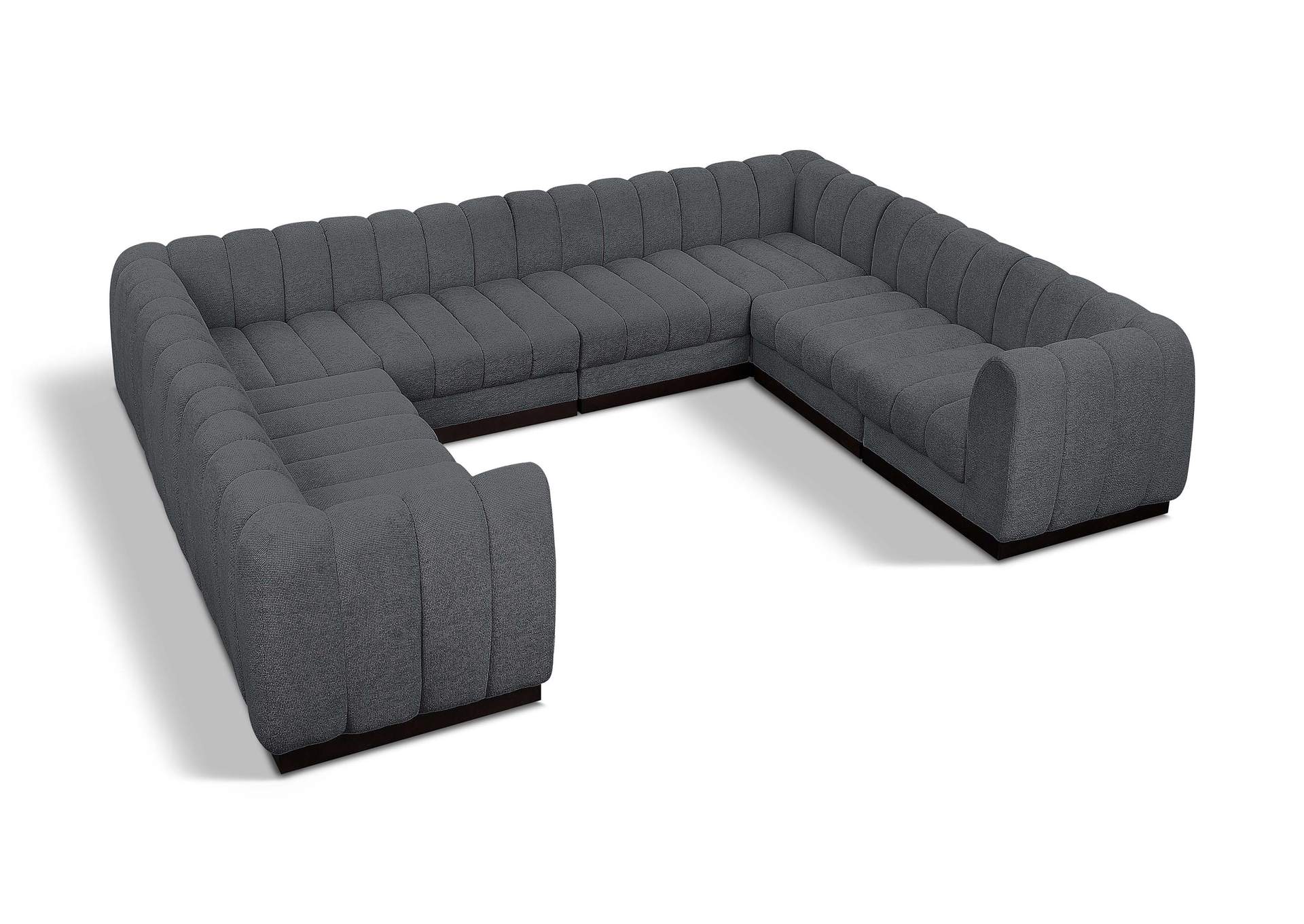 Quinn Grey Chenille Fabric Modular Sectional,Meridian Furniture