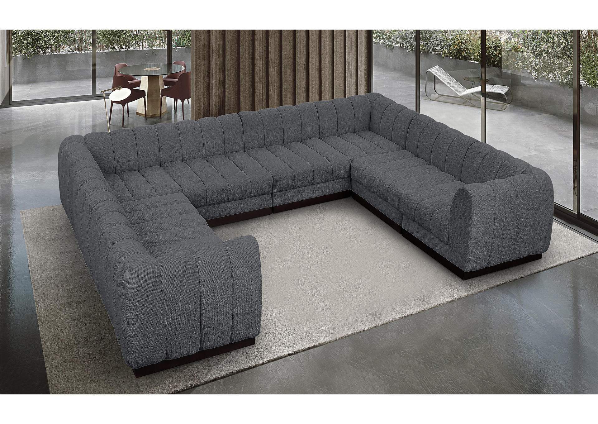 Quinn Grey Chenille Fabric Modular Sectional,Meridian Furniture