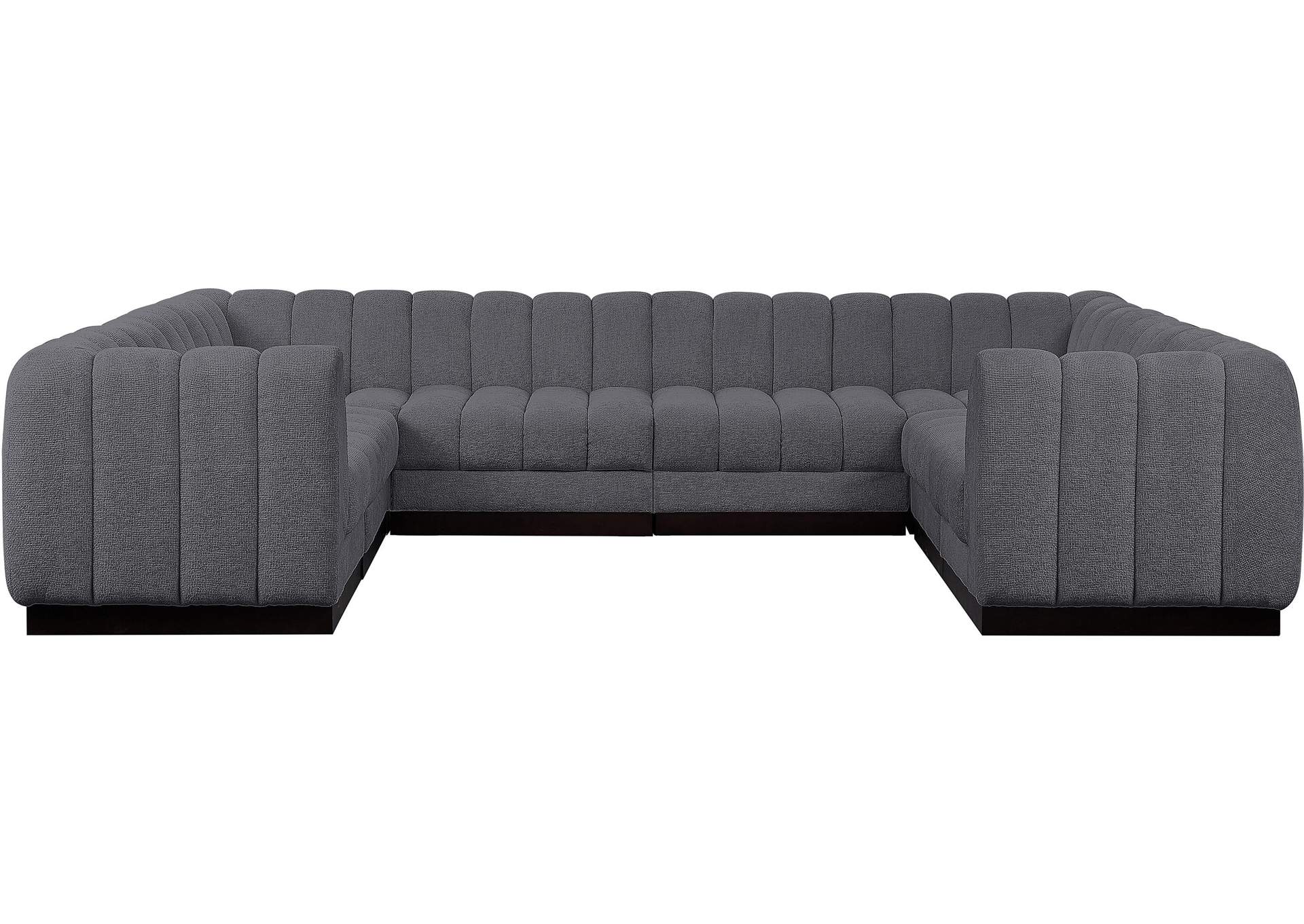 Quinn Grey Chenille Fabric Modular Sectional,Meridian Furniture