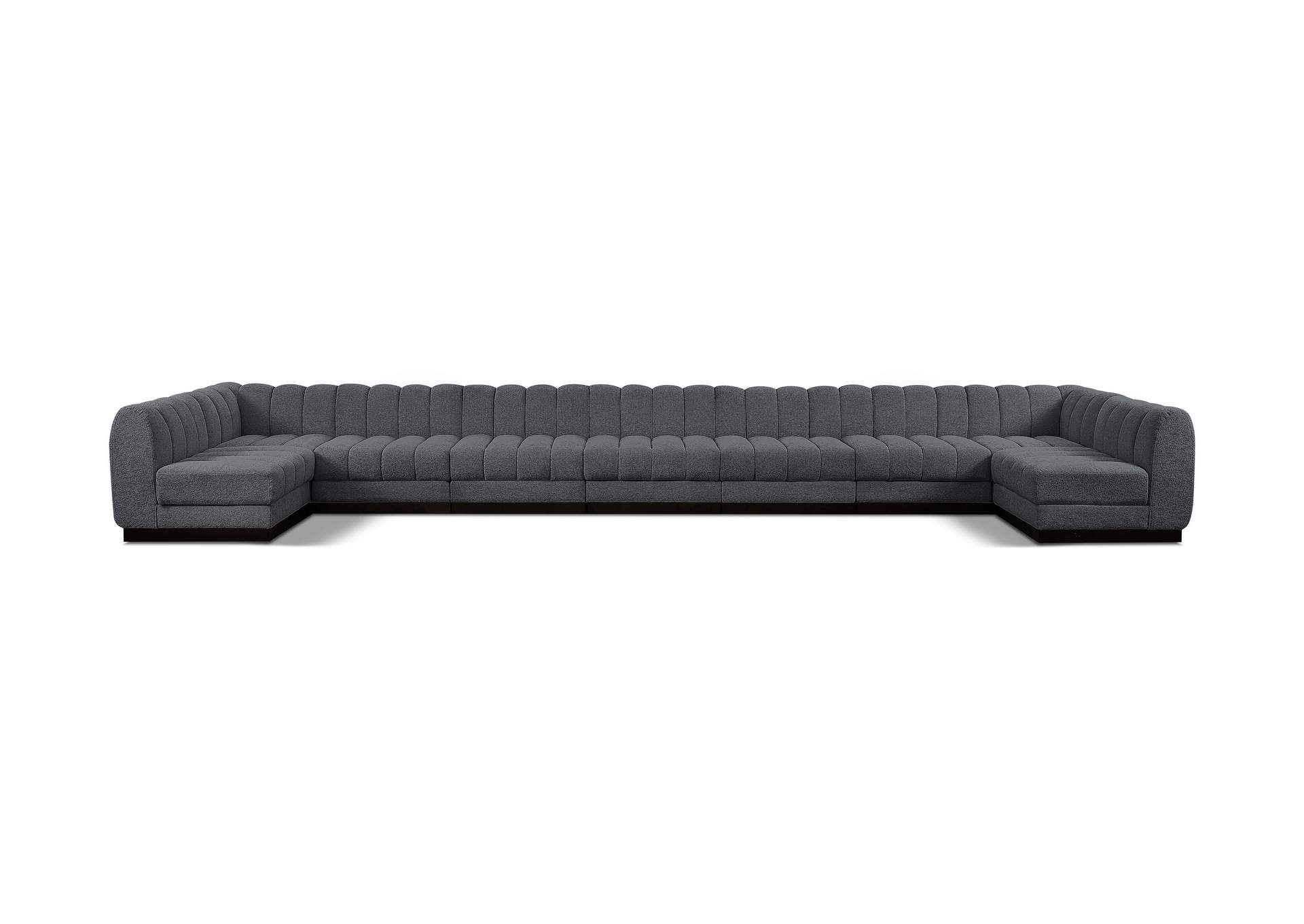 Quinn Grey Chenille Fabric Modular Sectional,Meridian Furniture