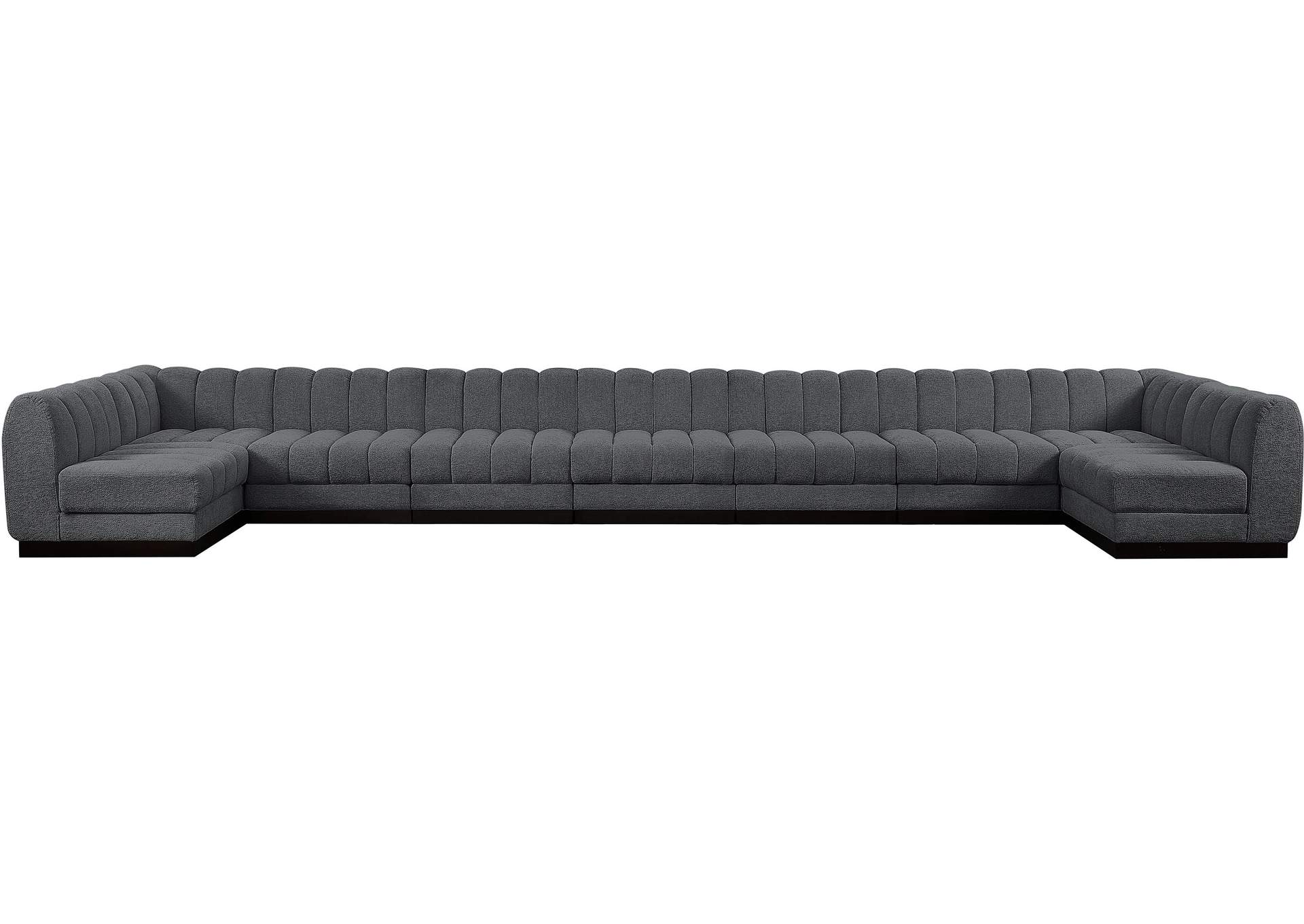 Quinn Grey Chenille Fabric Modular Sectional,Meridian Furniture