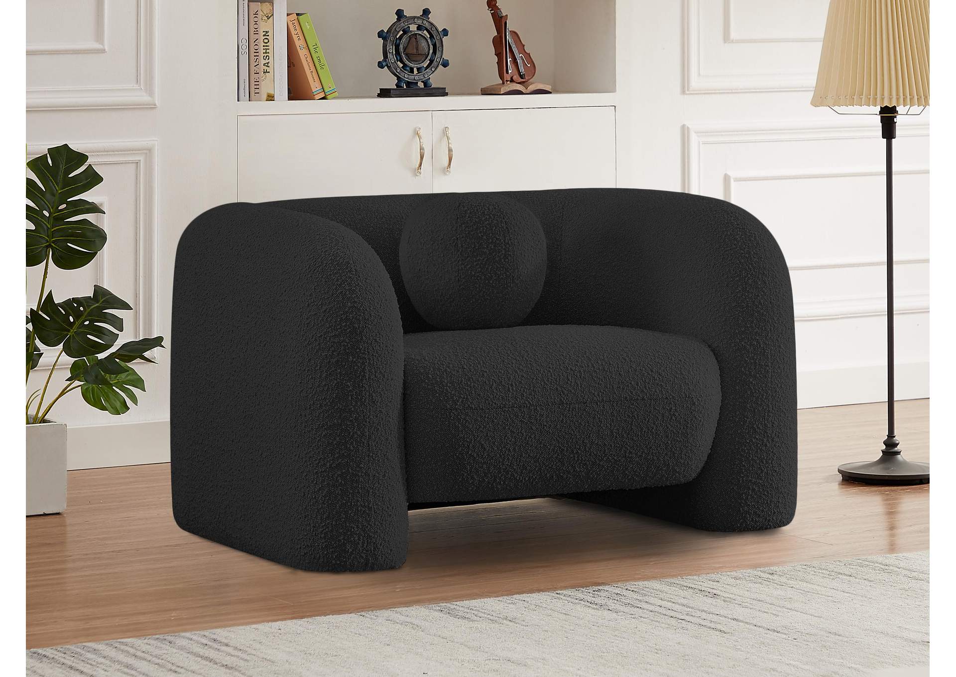 Emory Black Boucle Fabric Chair,Meridian Furniture