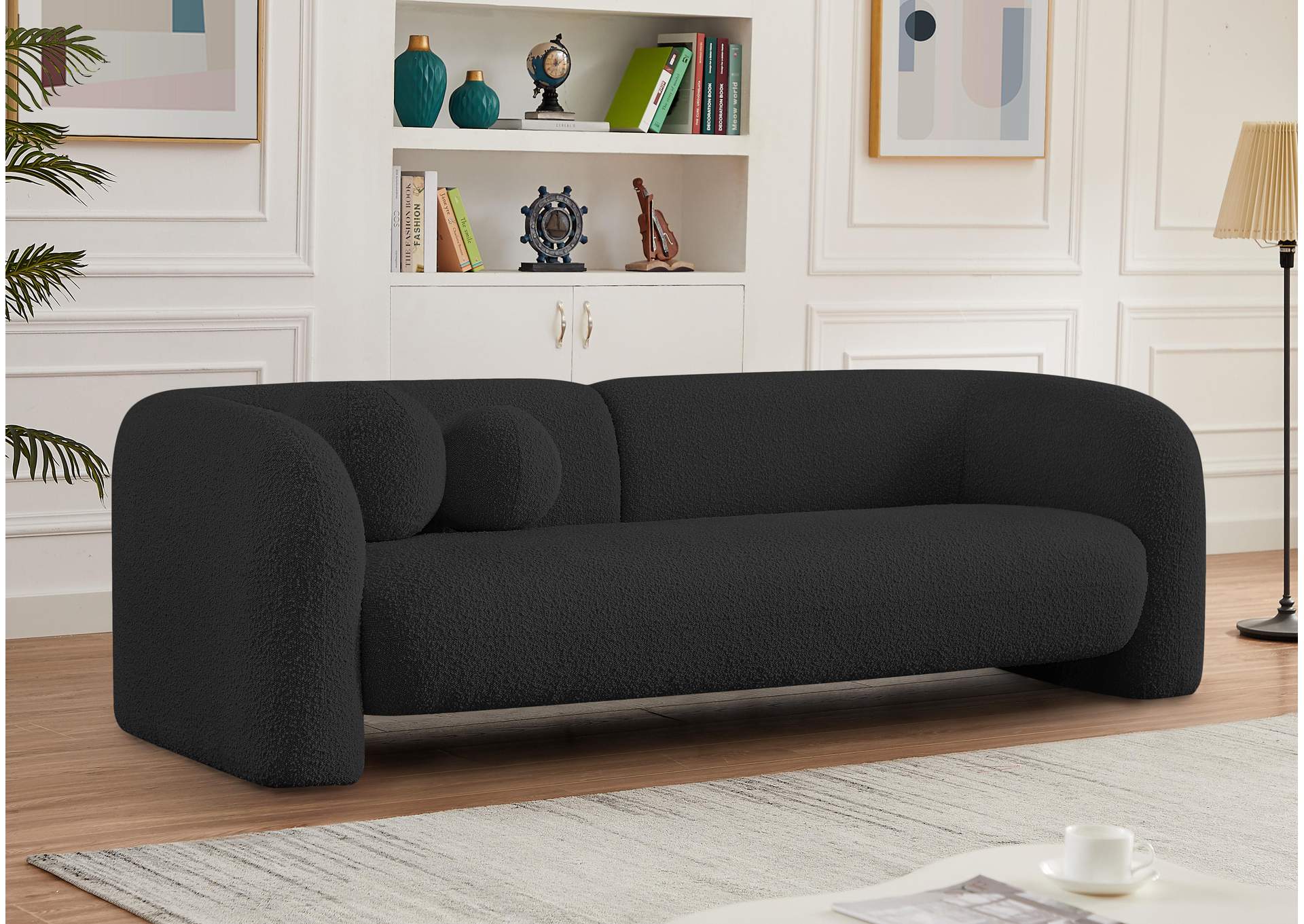 Emory Black Boucle Fabric Sofa,Meridian Furniture