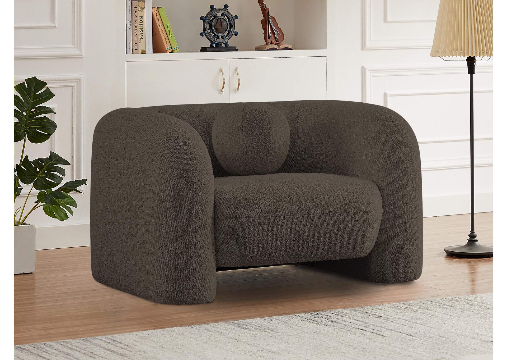 Emory Brown Boucle Fabric Chair,Meridian Furniture