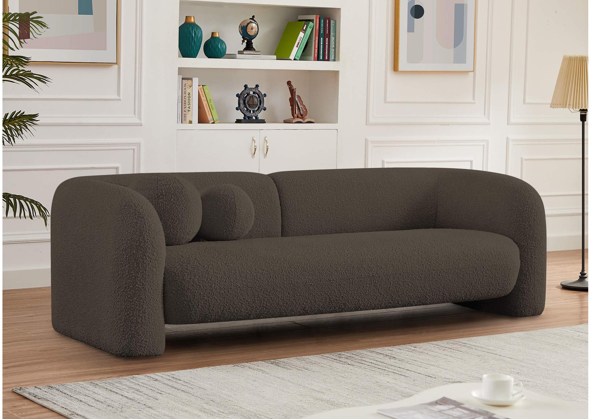 Emory Brown Boucle Fabric Sofa,Meridian Furniture