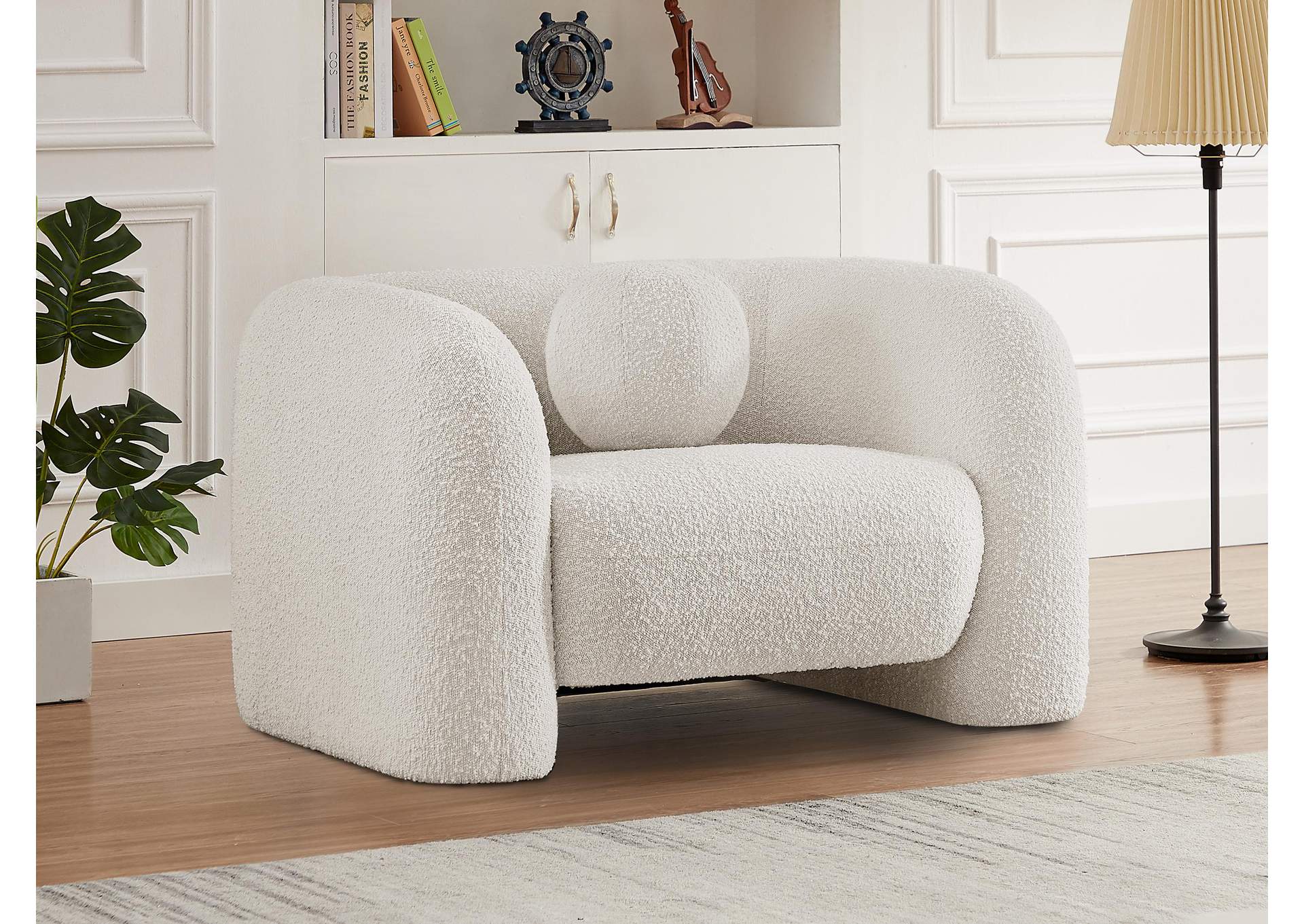 Emory Cream Boucle Fabric Chair,Meridian Furniture