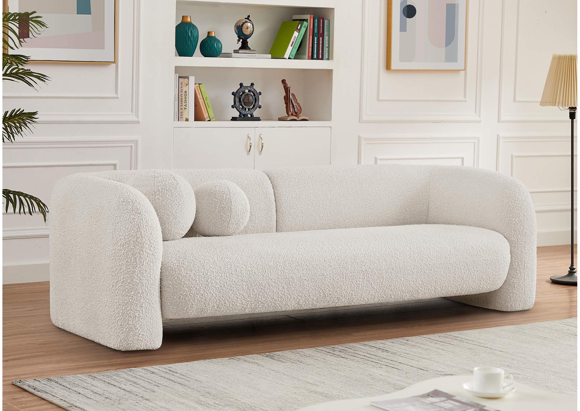 Emory Cream Boucle Fabric Sofa,Meridian Furniture