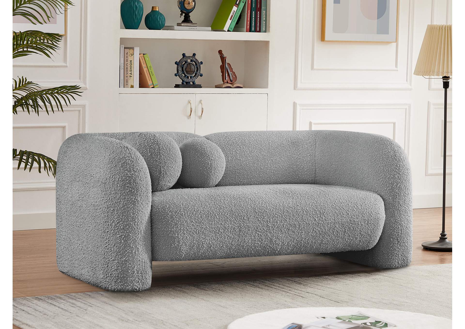 Emory Grey Boucle Fabric Loveseat,Meridian Furniture