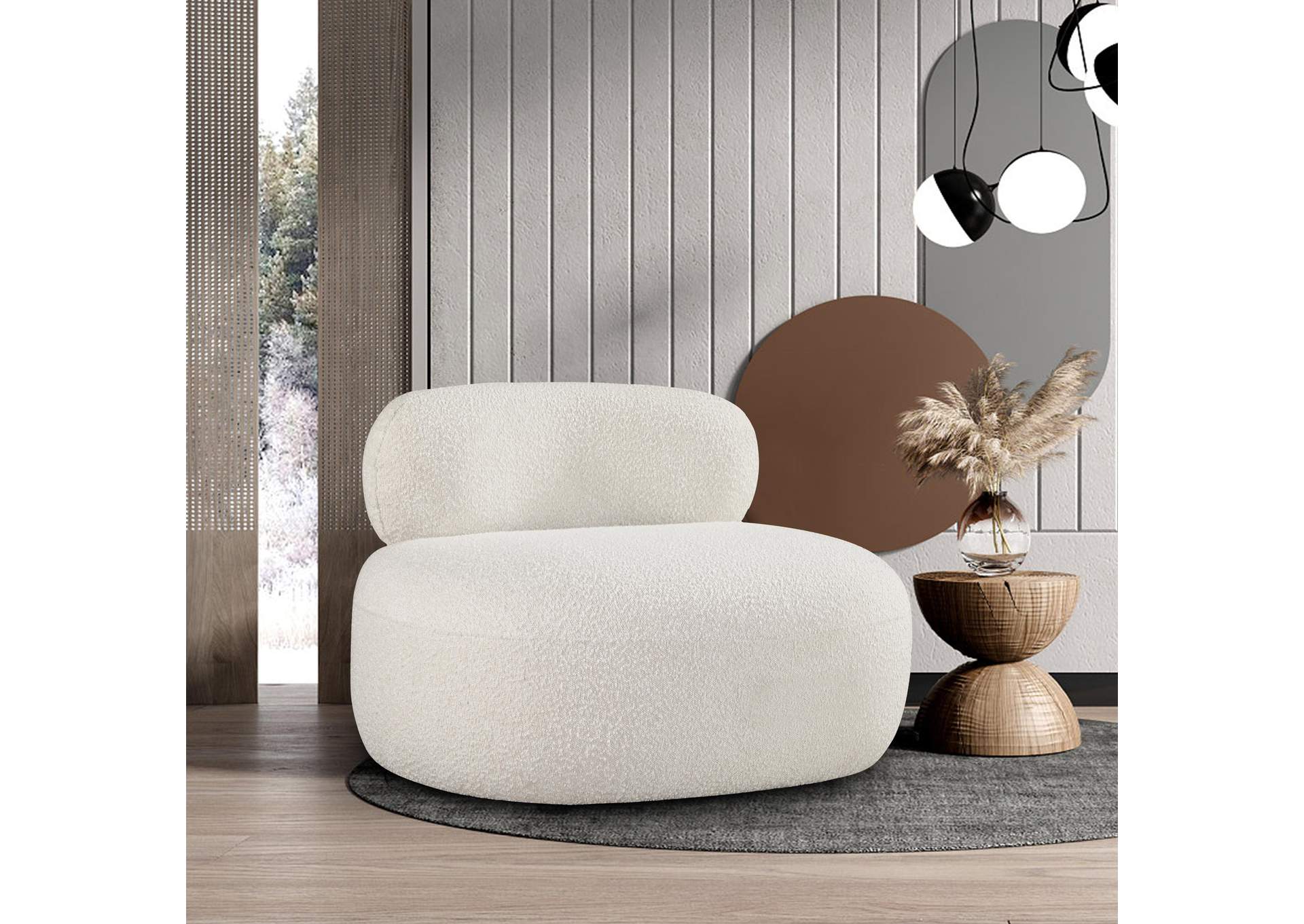 Venti Cream Boucle Fabric Chair,Meridian Furniture