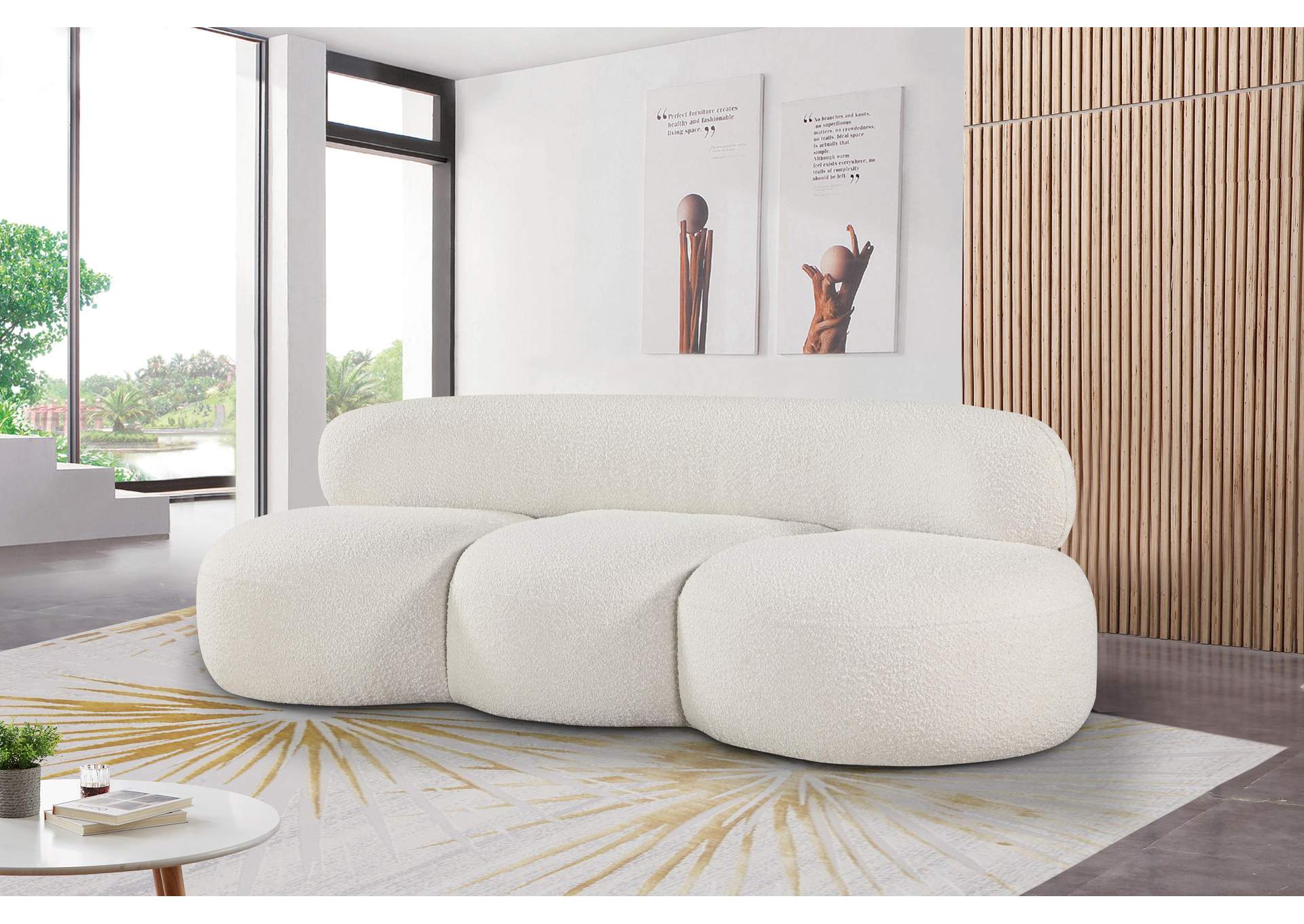 Venti Cream Boucle Fabric Sofa,Meridian Furniture